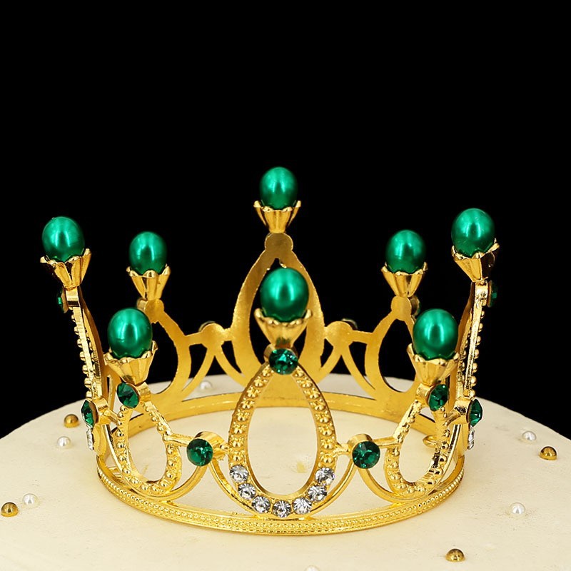 Corona redonda de aleación de flores para niños, accesorios para el cabello, joyería nupcial, pastel para hornear, corona de perlas destacada（43#）-ywys