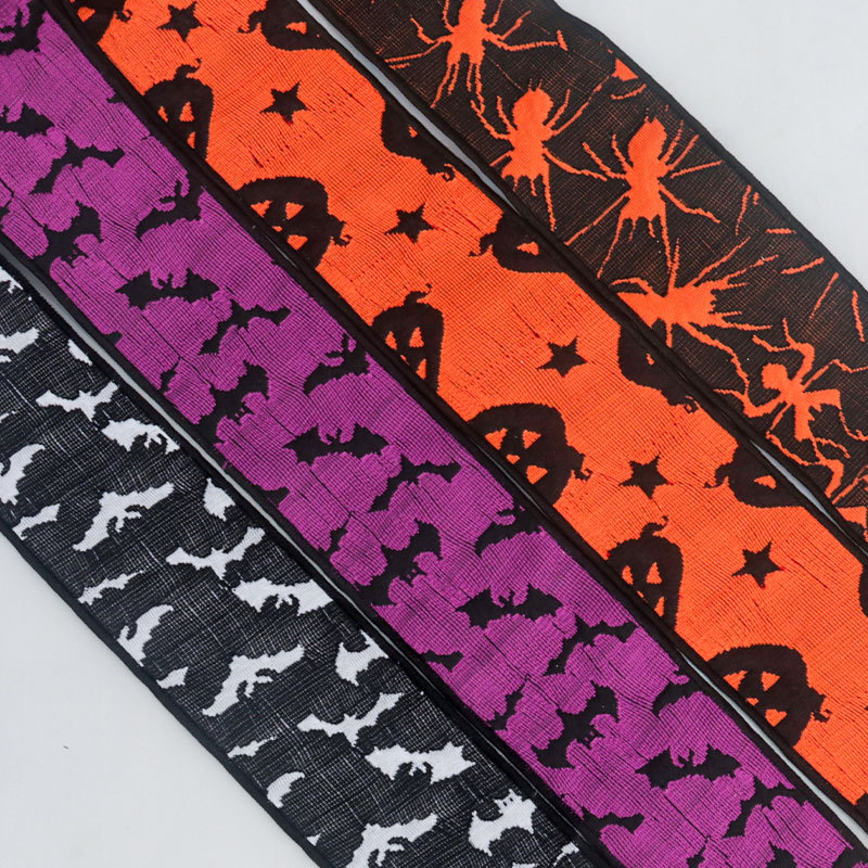 Cinta de Halloween con Alambre - Diseños de Calabaza y Murciélago - Para Decoración de Dulces y Juguetes - Proveedor Mayorista