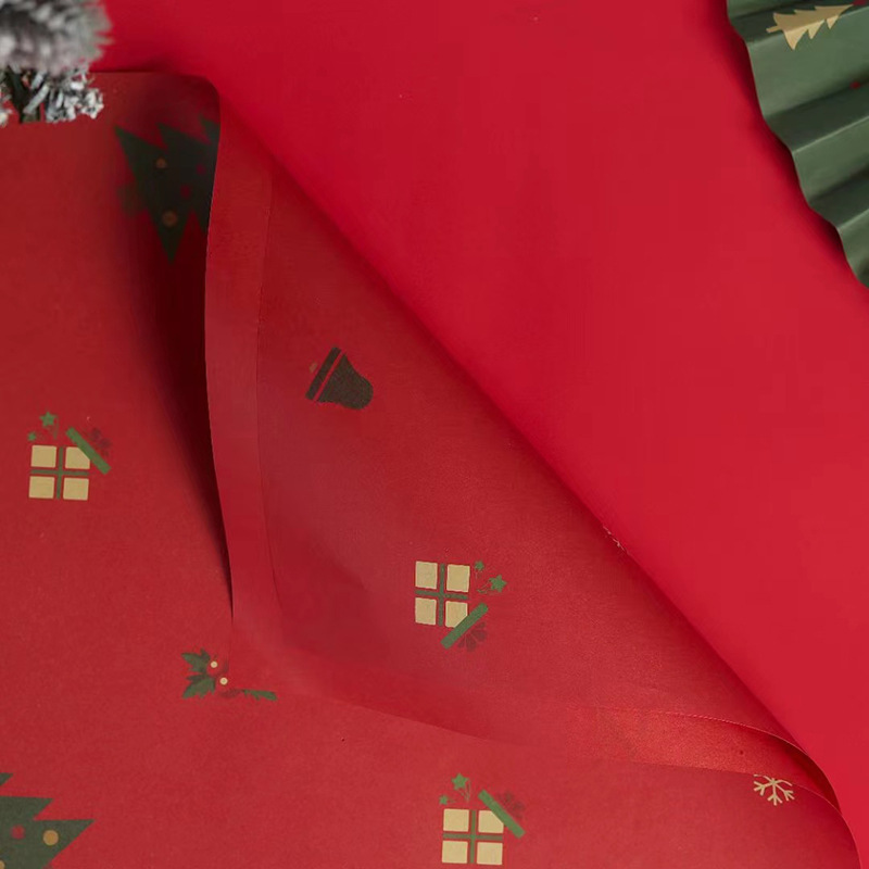 Papel de Regalo Navideño con Diseño de Árbol de Navidad - Para Manzanas de Nochebuena y Regalos | Venta al por Mayor-ywys