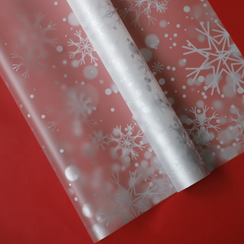 Papel de Regalo Navideño Translúcido con Diseño de Nieve - Para Manzanas de Nochebuena y Ramos Florales-ywys