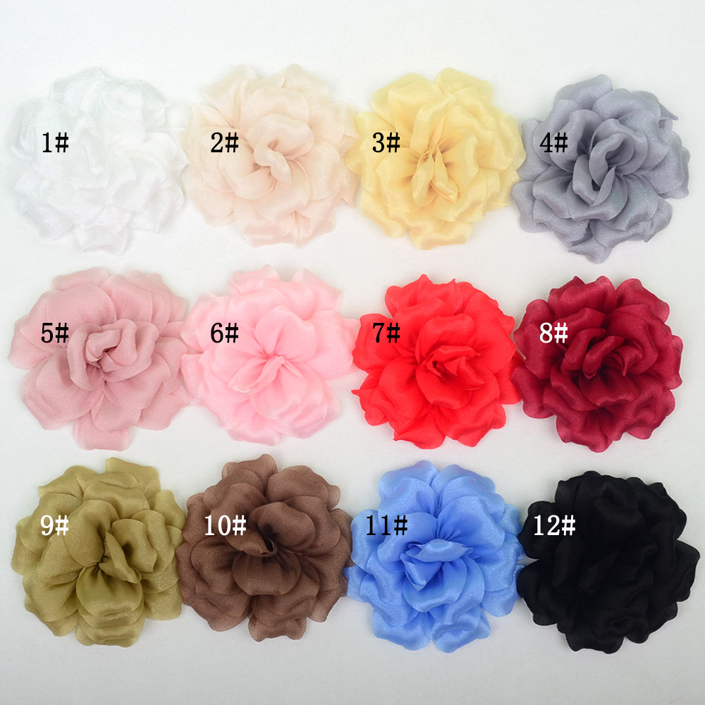 Rosas 3D de satén brillante doble capa - Flores para accesorios de pelo, calzado y moda - Proveedor mayorista-ywys