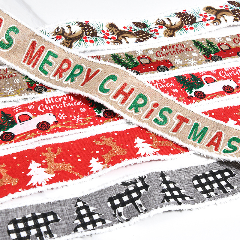 Cinta Navideña de Yute con Flecos para Decoración - Mayorista para Importadores - Lazos para Árbol de Navidad y Regalos