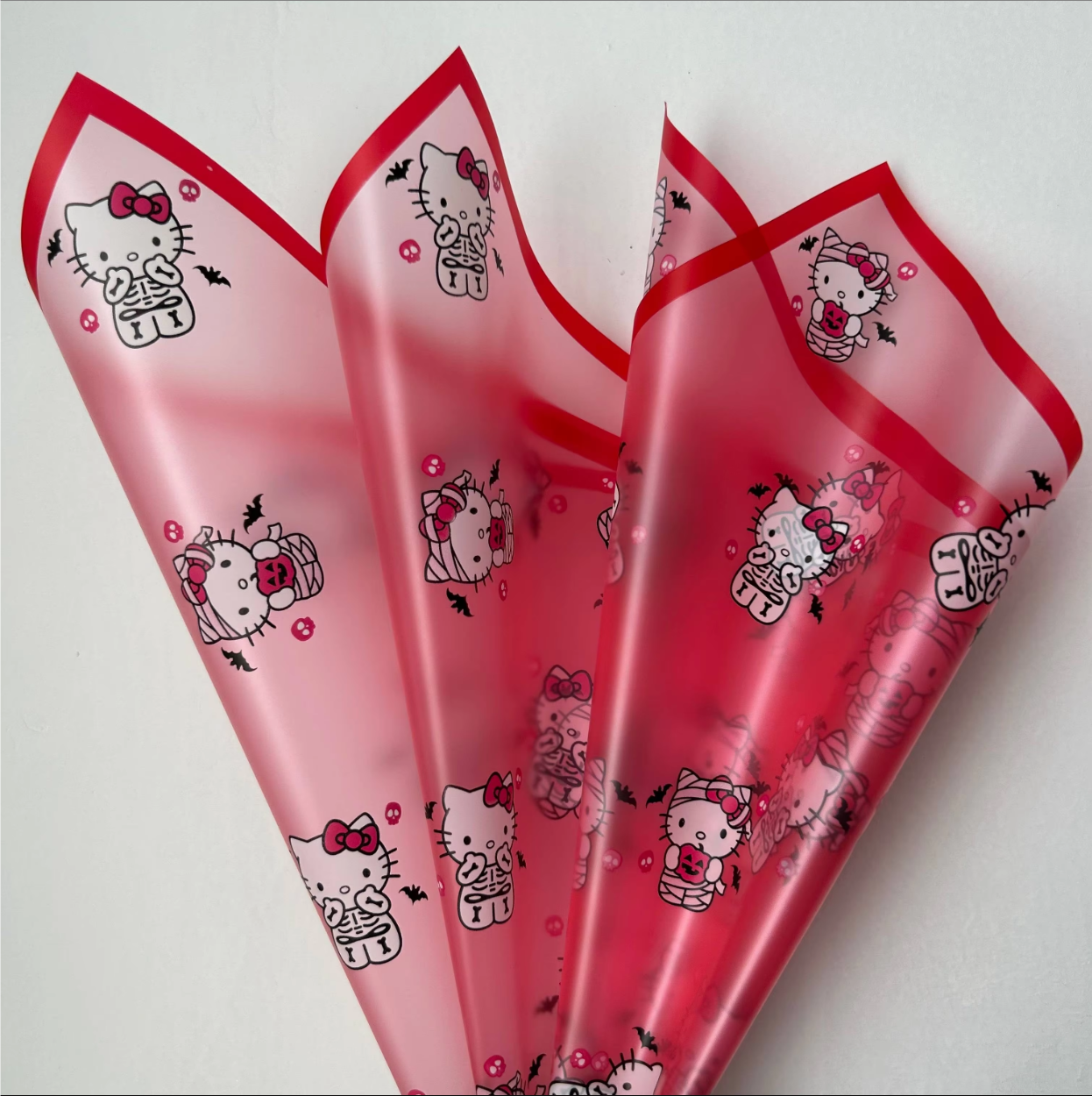 Papel Coreano Hello Kitty para Flores - Material Floral Premium con Brillo Perla (Textura Piel de Melocotón) -ywys