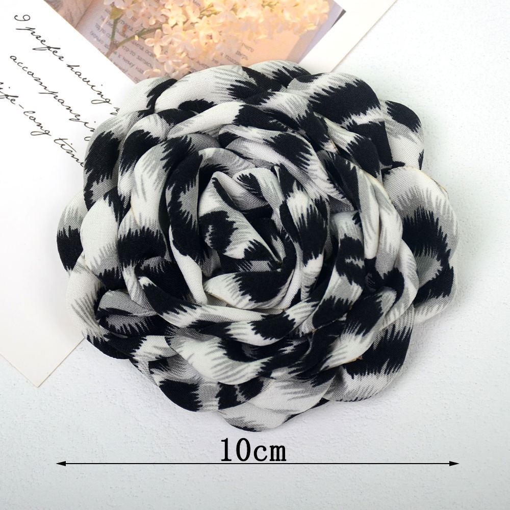 Flores de camelia bicolor estilo leopardo vintage - Flores quemadas para accesorios, broches y moda - Proveedor mayorista-ywys