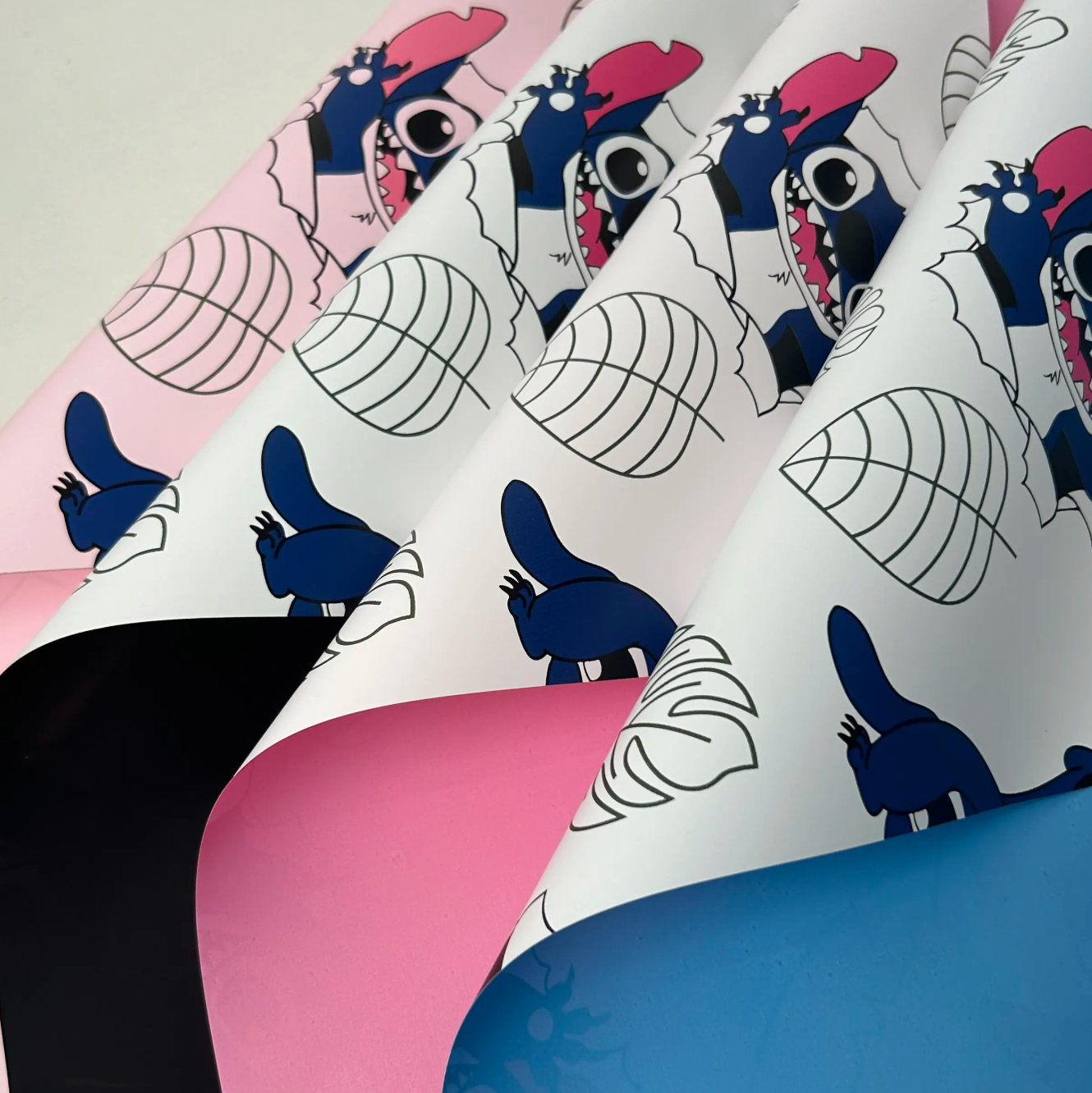 Papel Coreano Doble Cara Stitch - Diseño Cartoon 2 Colores (Reversible/Nostálgico) | Material para Flores Premium-ywys