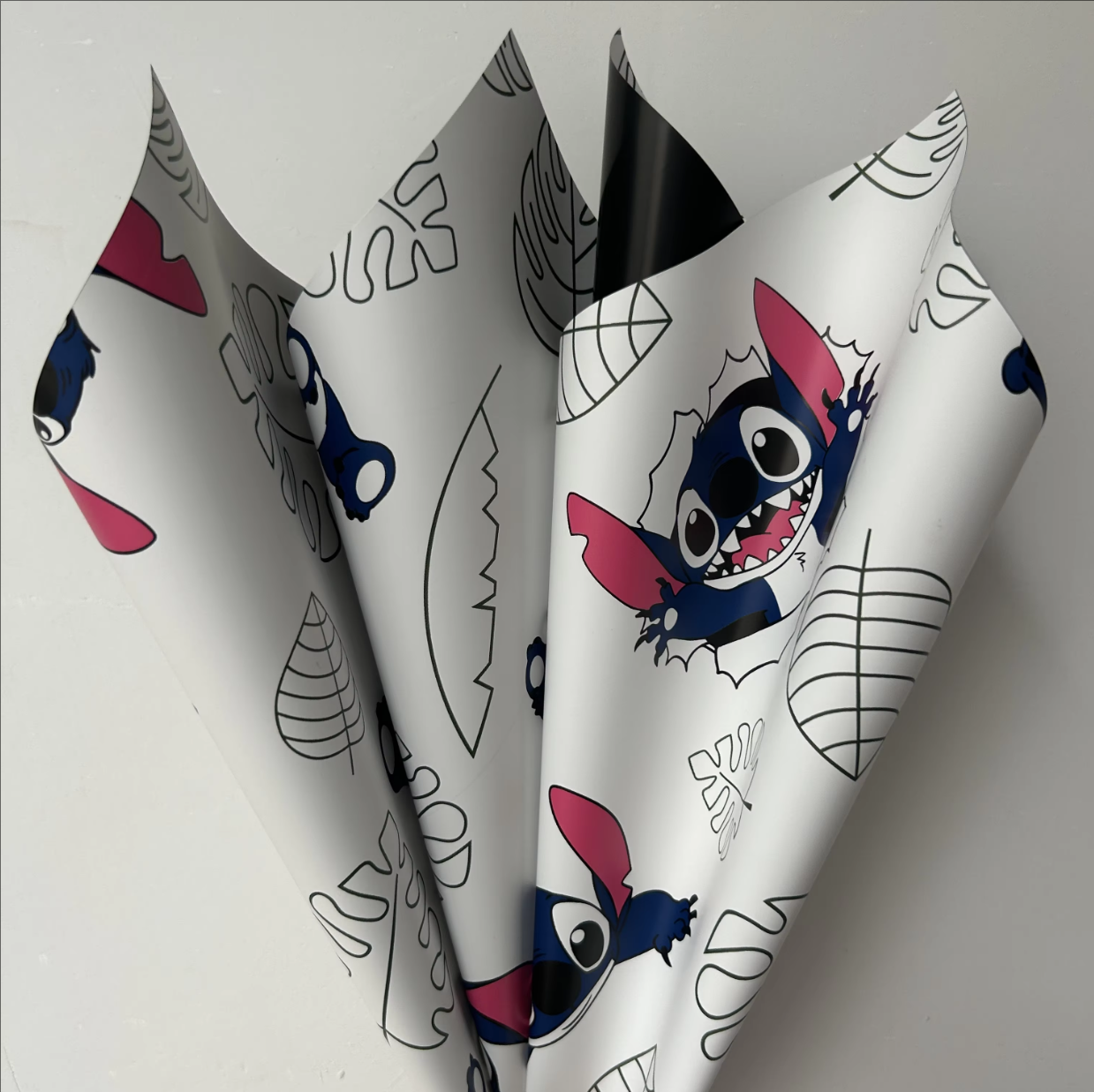 Papel Coreano Doble Cara Stitch - Diseño Cartoon 2 Colores (Reversible/Nostálgico) | Material para Flores Premium-ywys