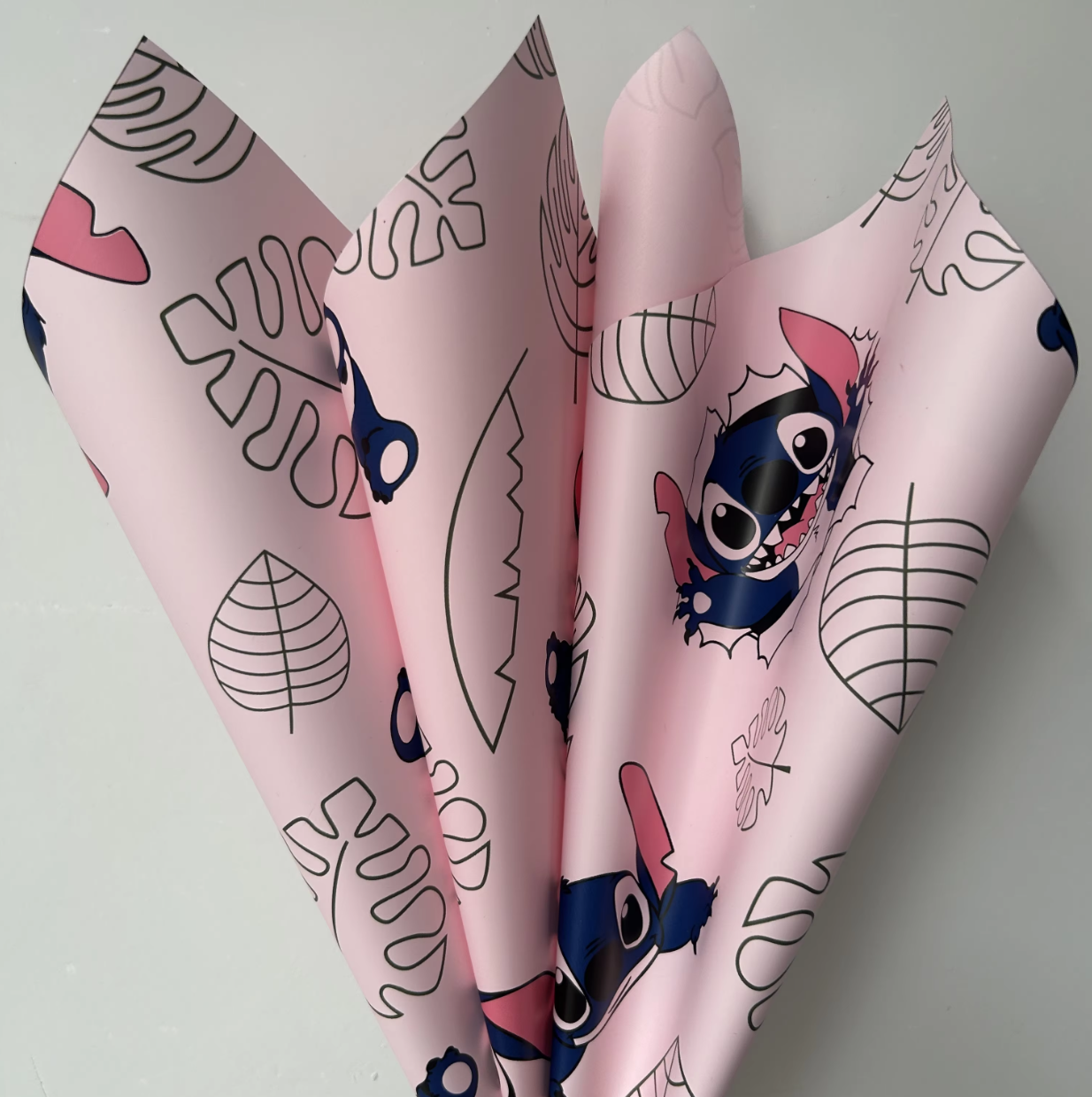 Papel Coreano Doble Cara Stitch - Diseño Cartoon 2 Colores (Reversible/Nostálgico) | Material para Flores Premium-ywys