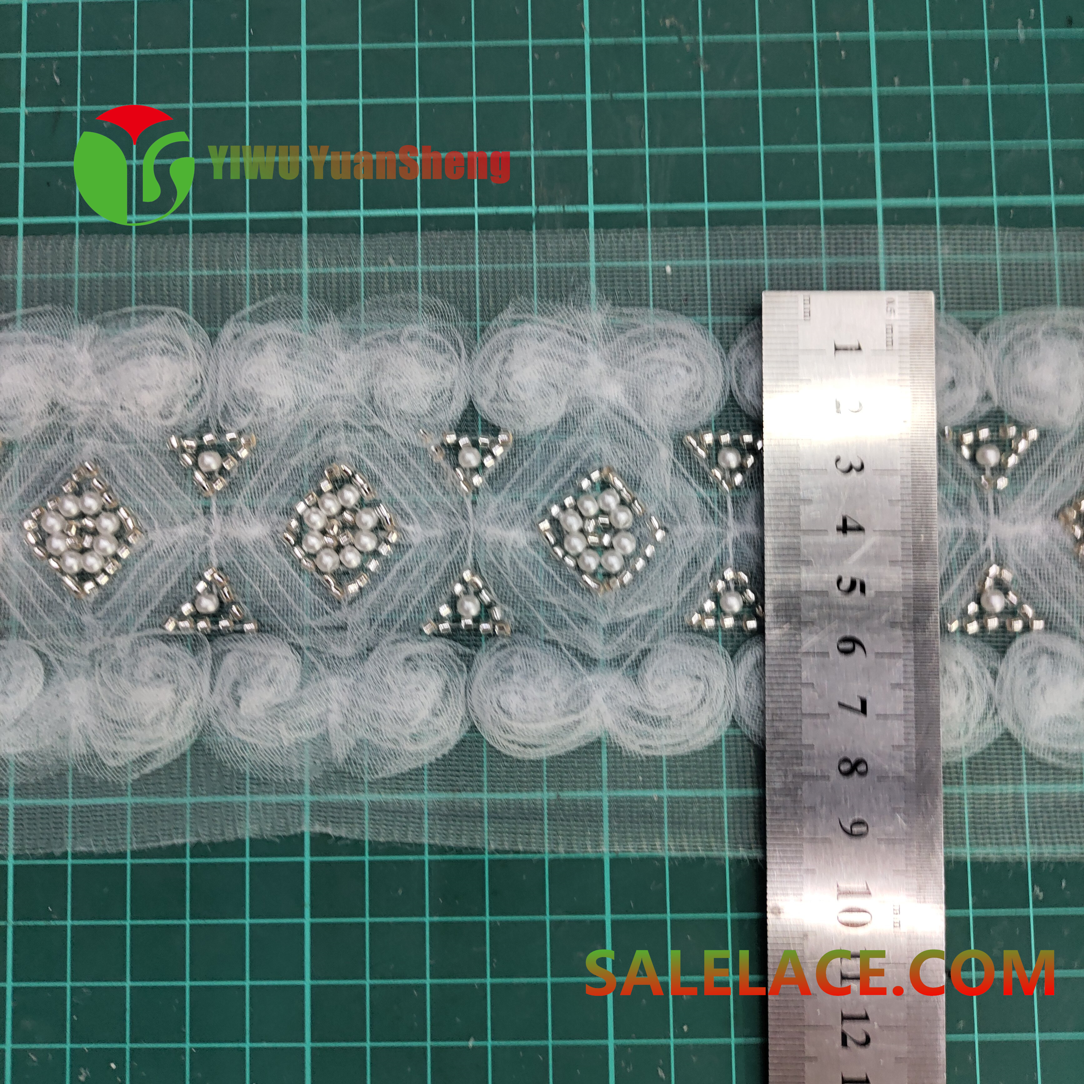 Glass bead mesh lace YS4649#