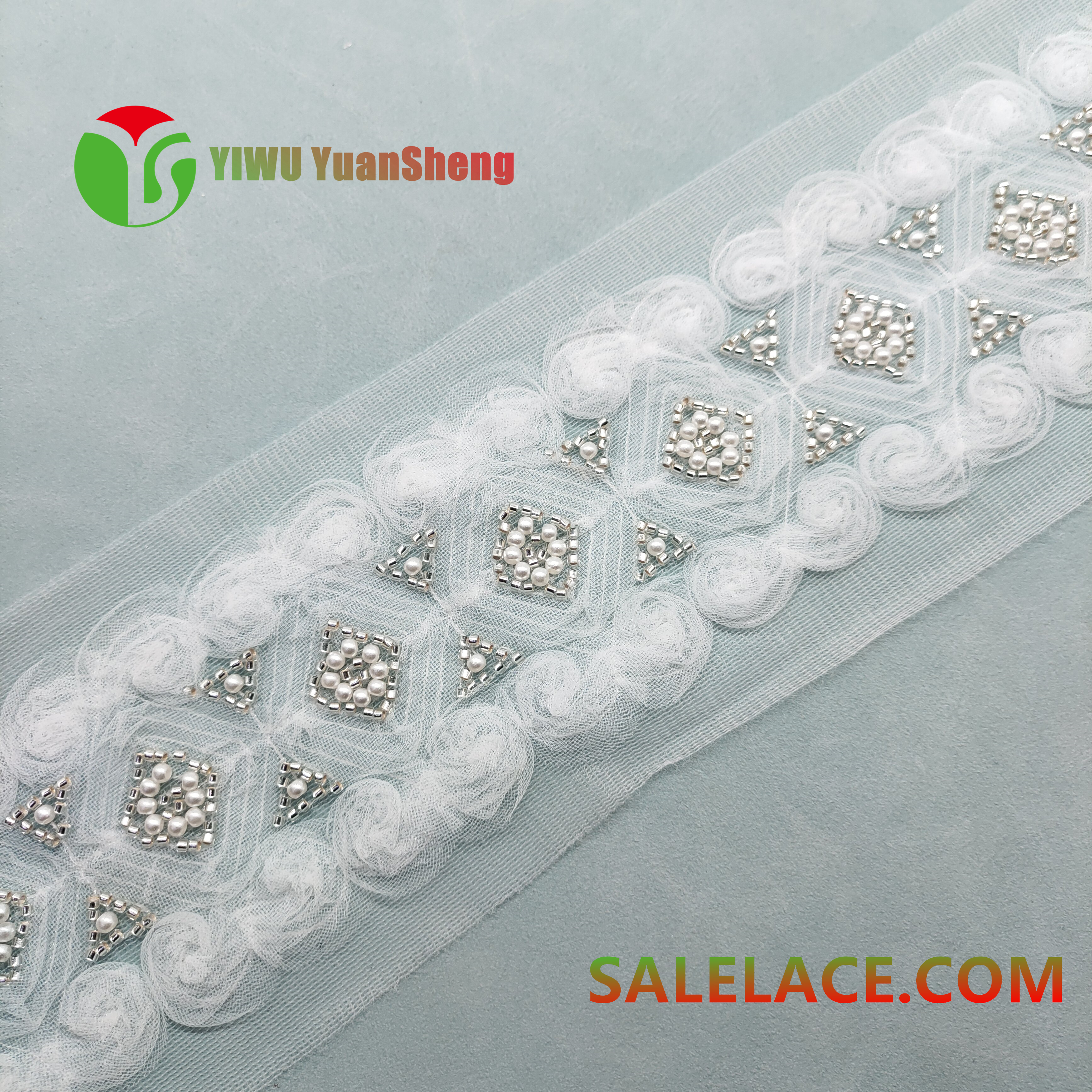 Glass bead mesh lace YS4649#