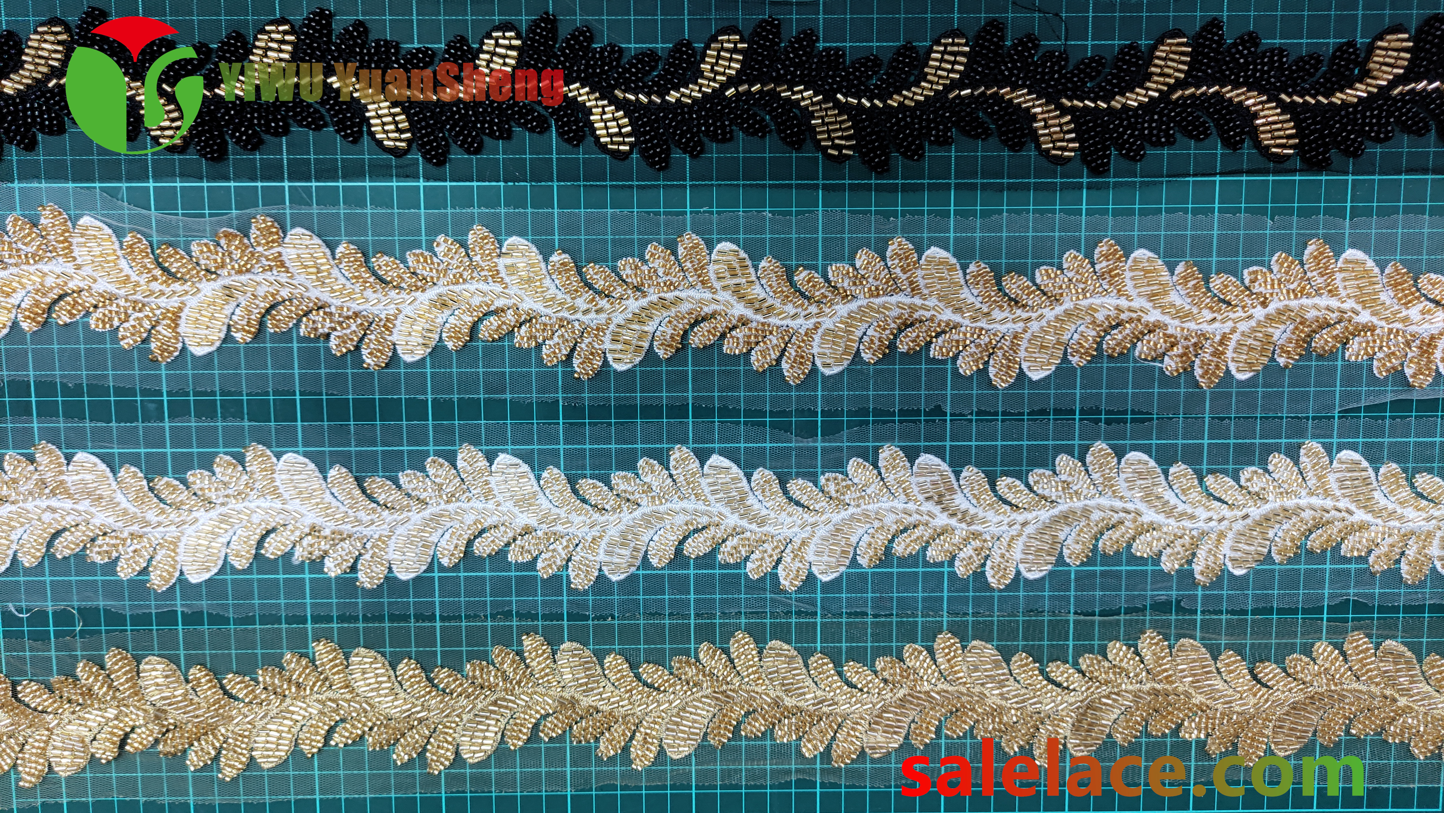 Glass bead mesh lace YS4009#