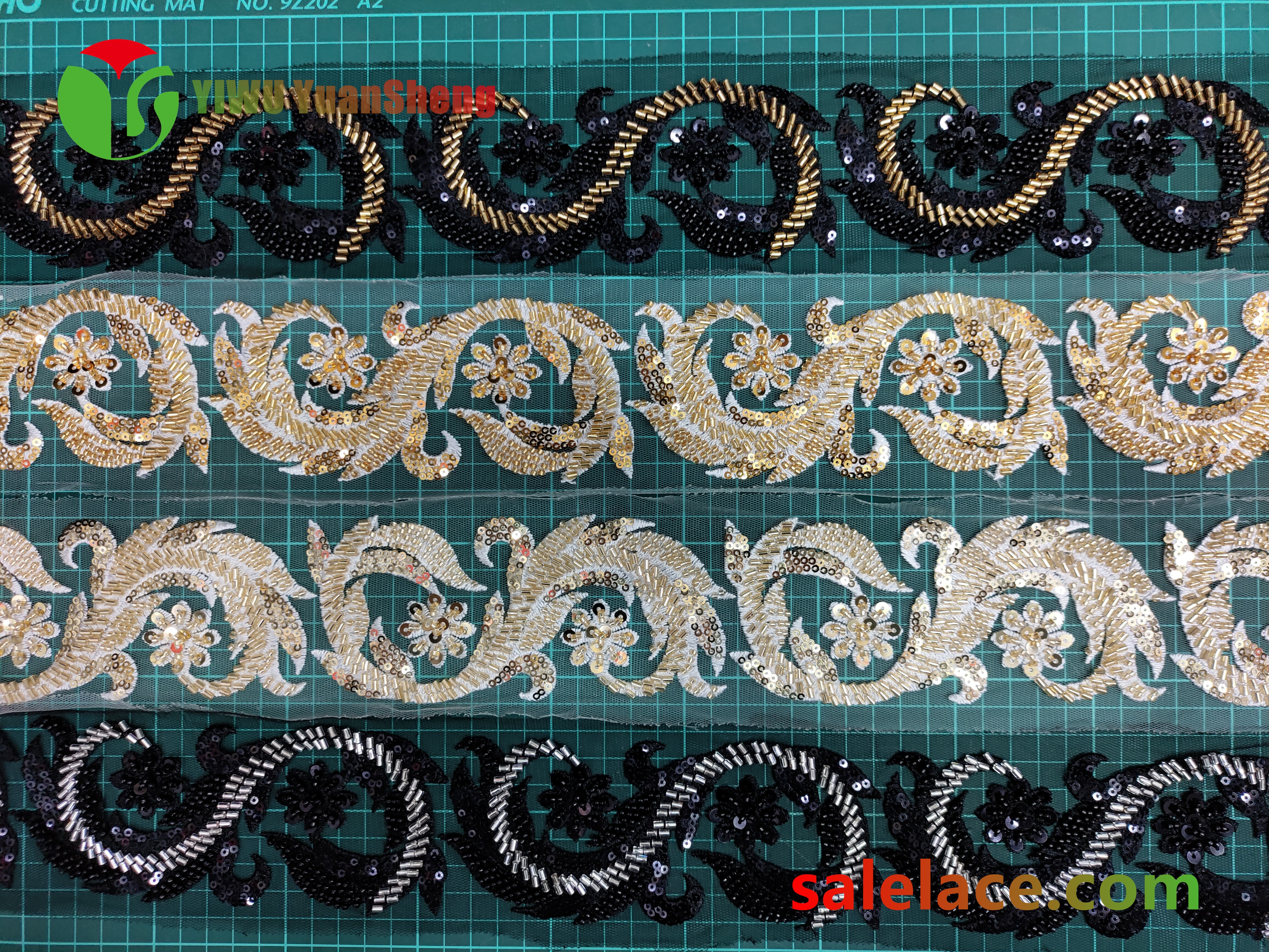 Glass bead mesh lace YS4015#