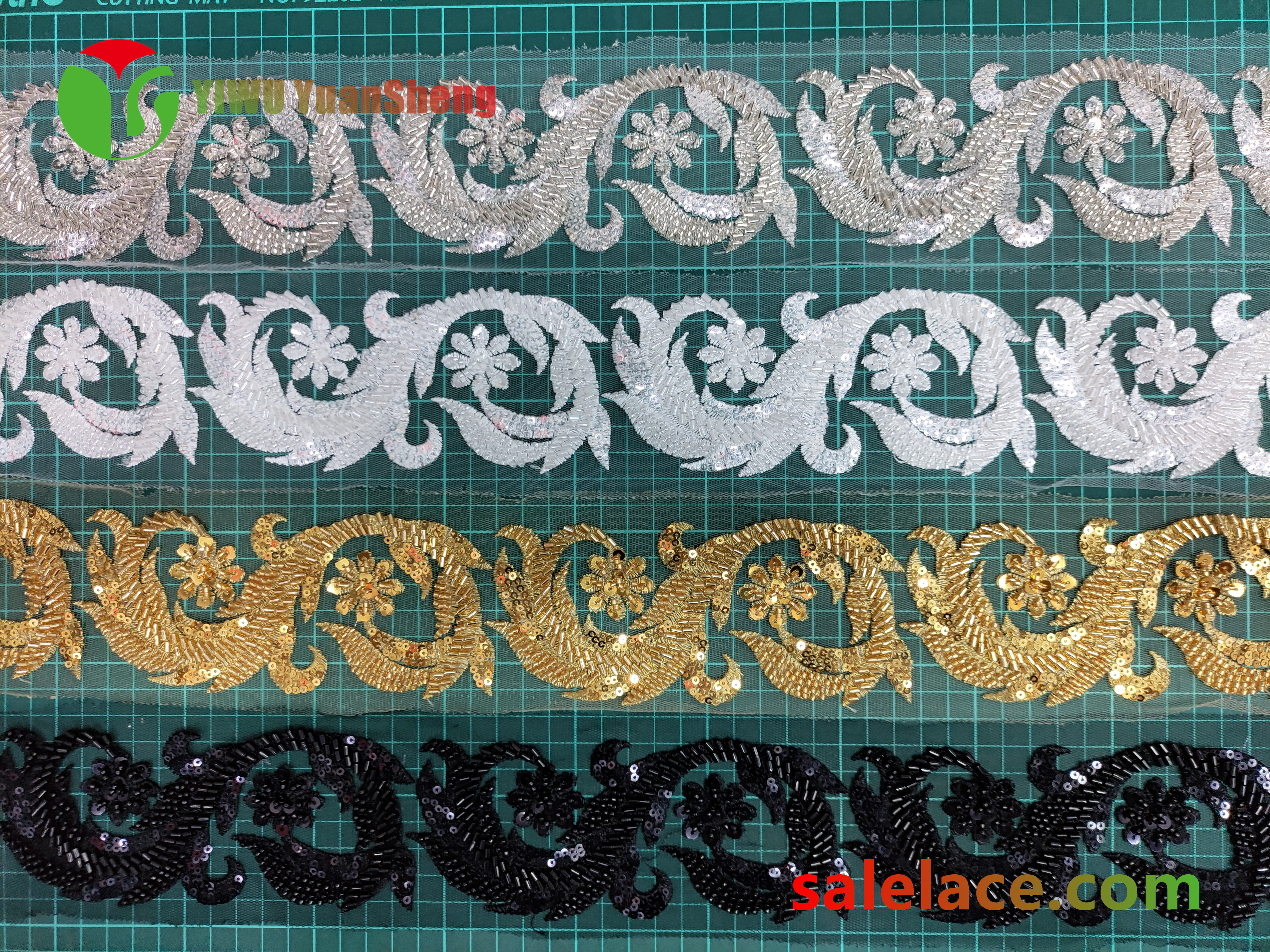 Glass bead mesh lace YS4015#