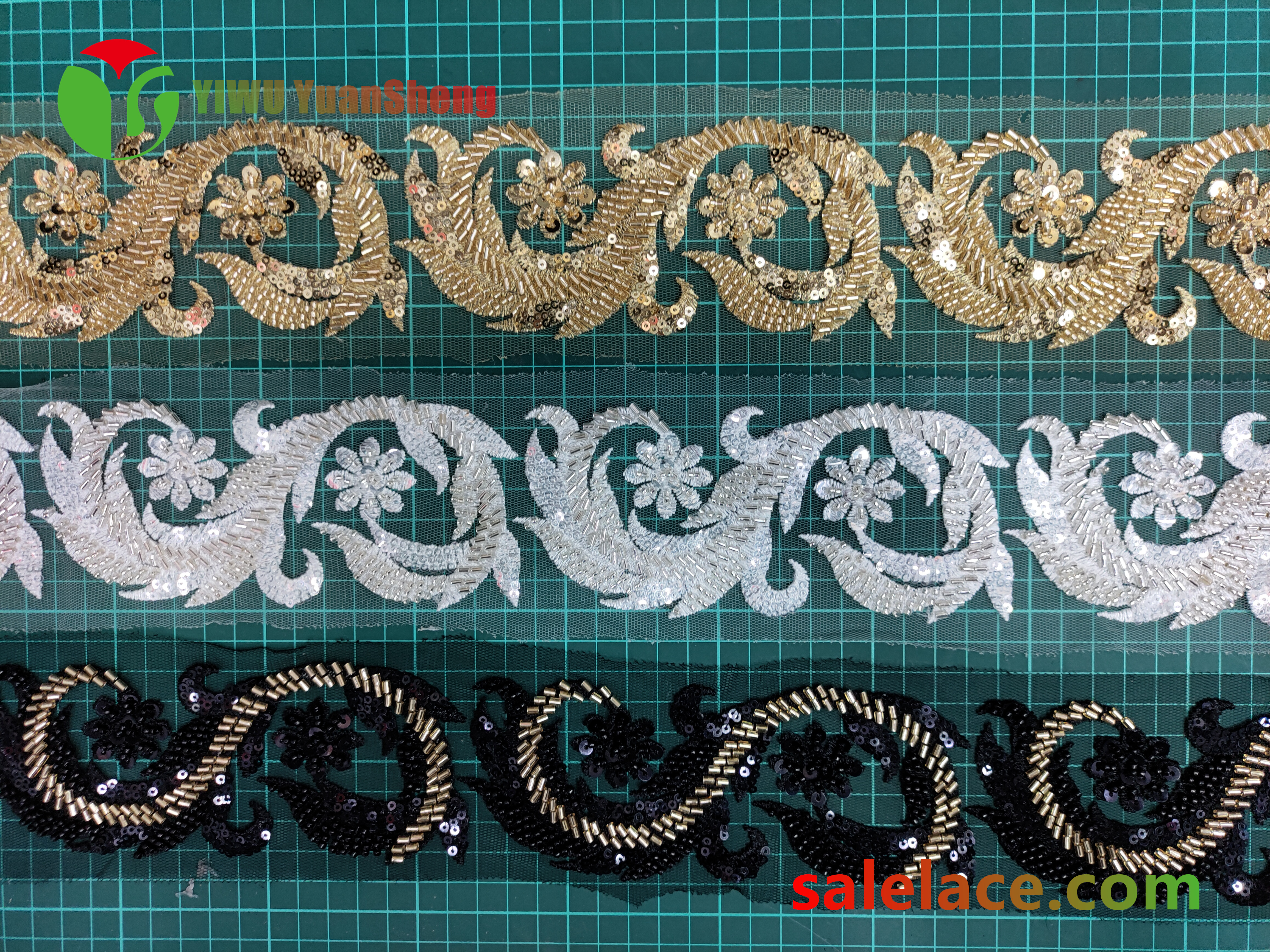 Glass bead mesh lace YS4015#