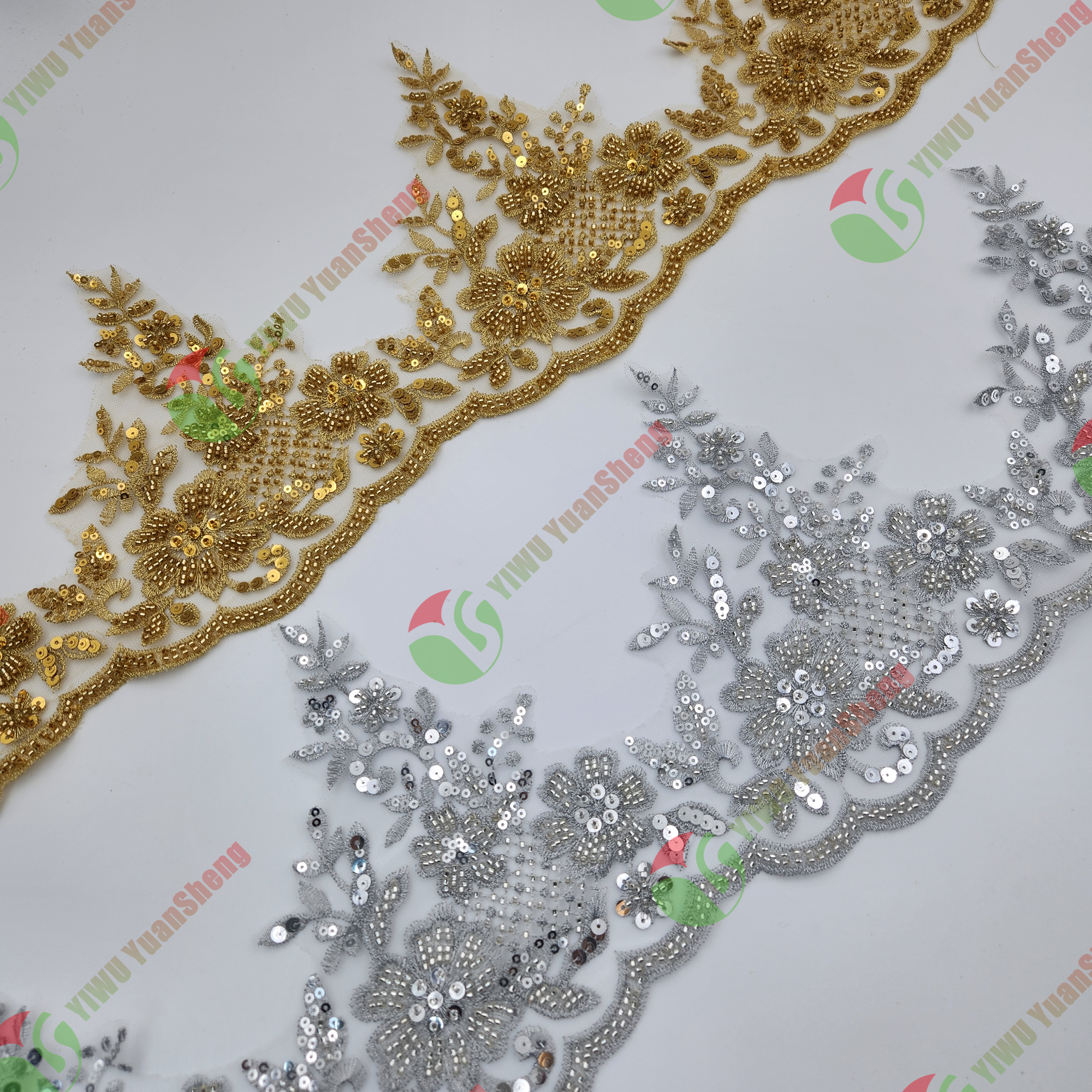 Glass bead mesh lace YS5114#