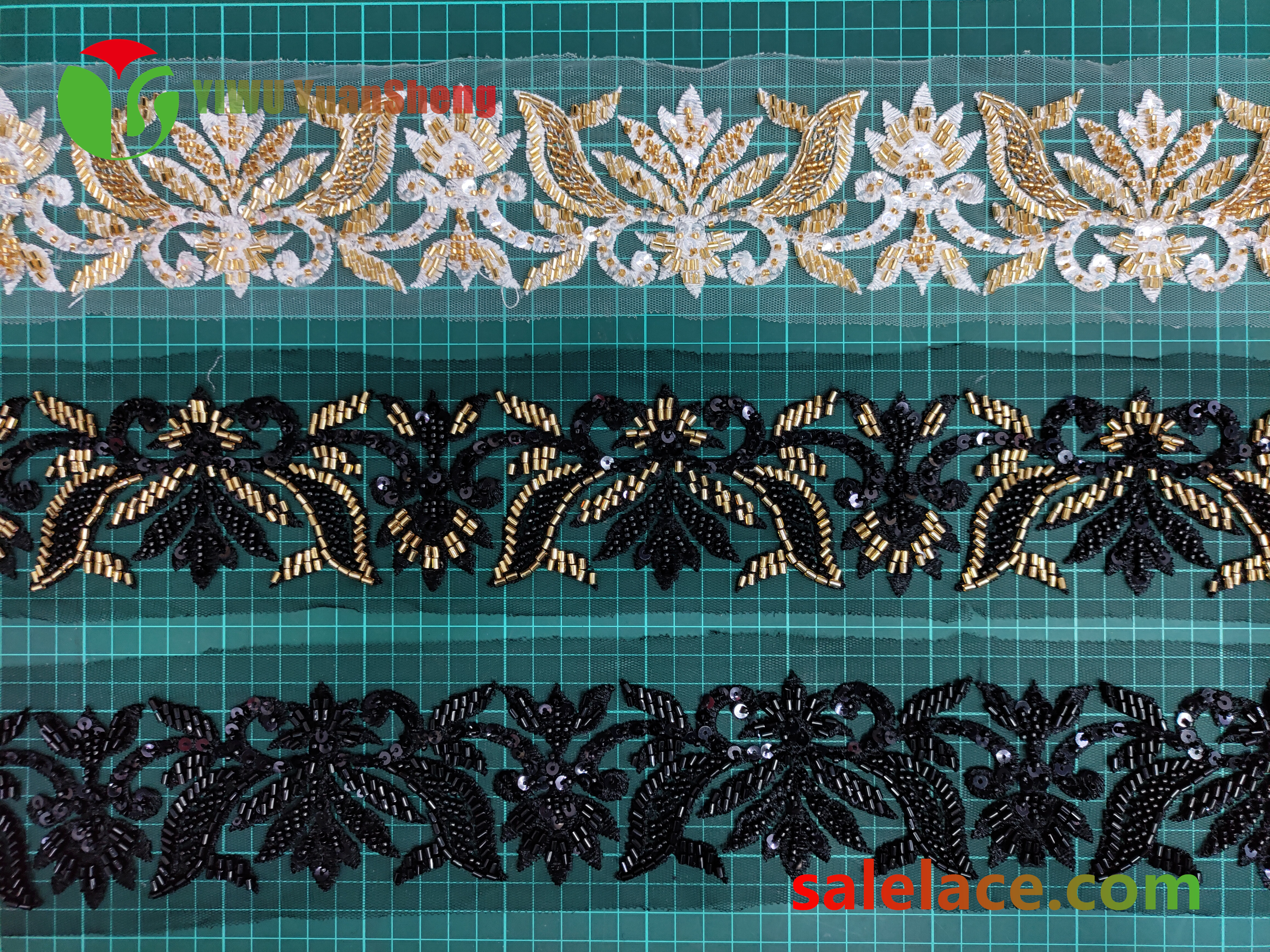 Glass bead mesh lace YS4030#