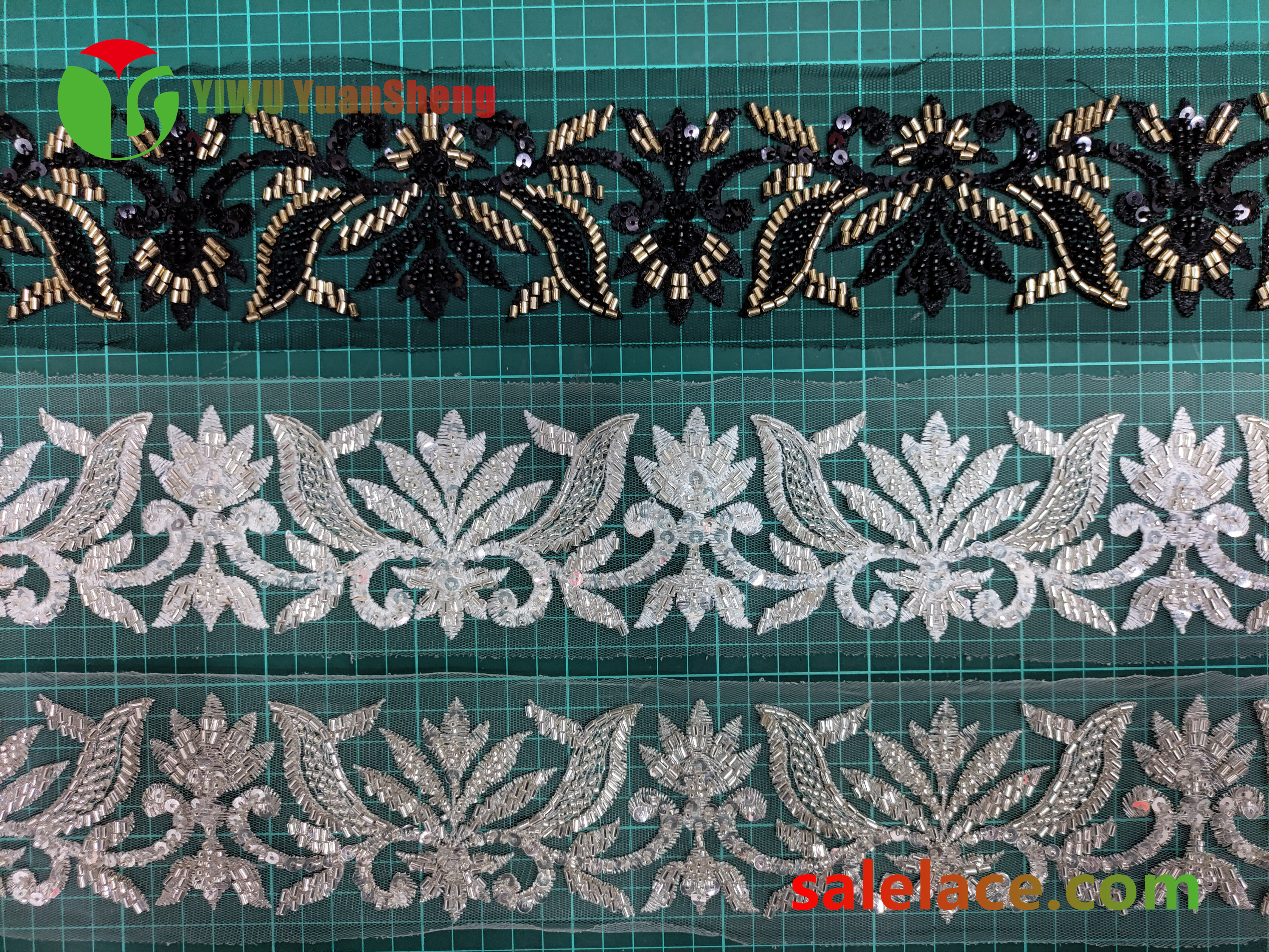 Glass bead mesh lace YS4030#