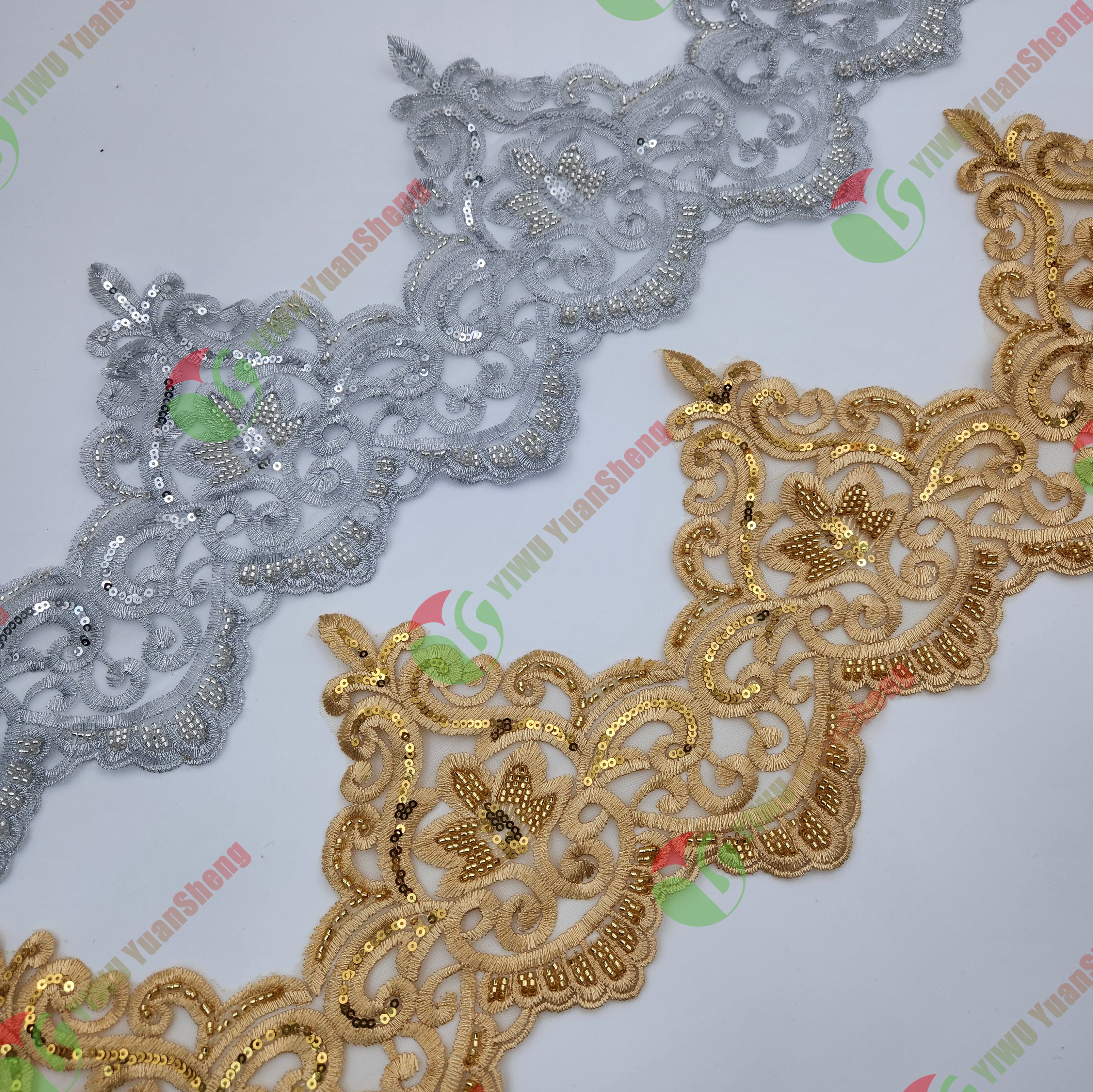 Glass bead mesh lace YS5148#