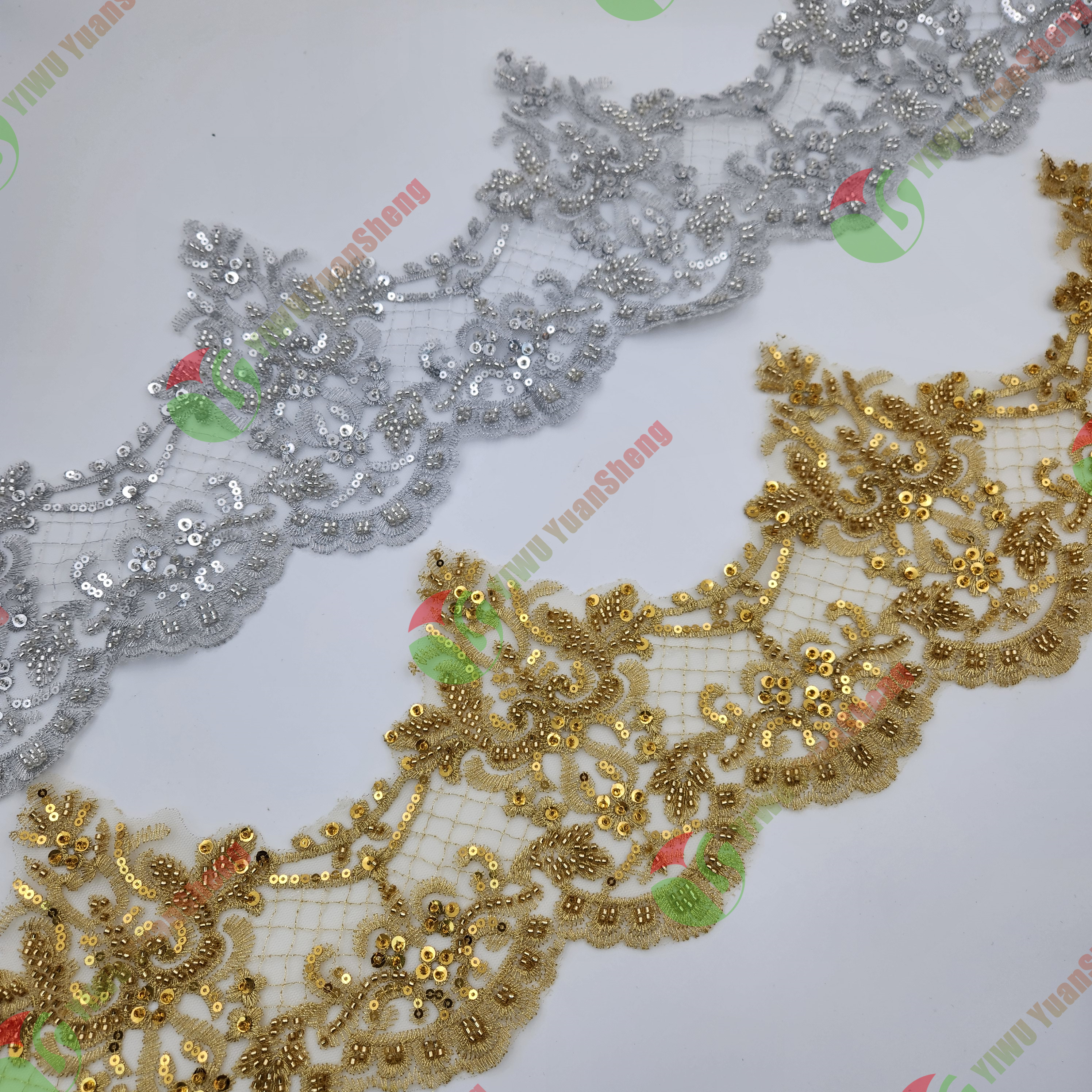 Glass bead mesh lace YS5152#