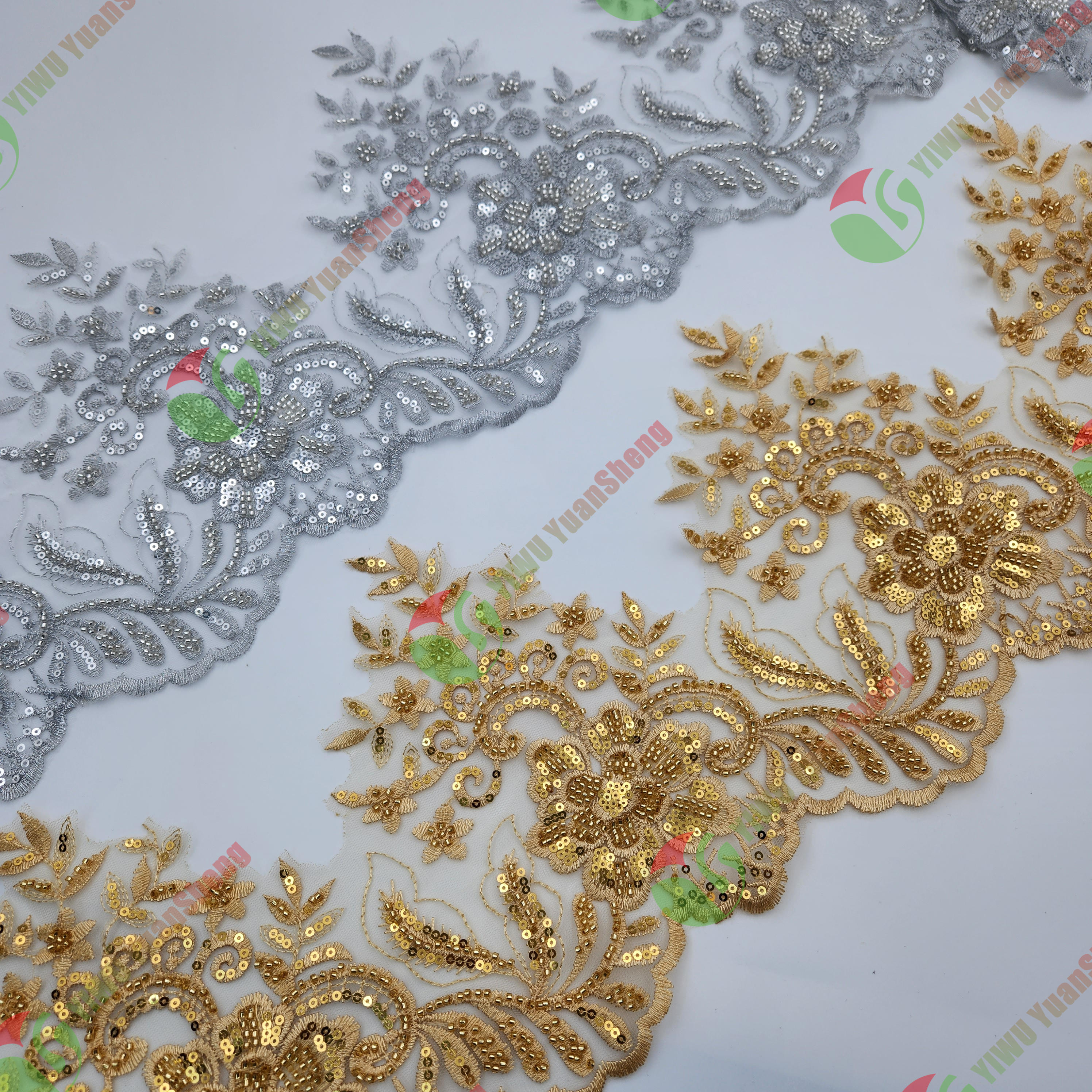 Glass bead mesh lace YS5158#