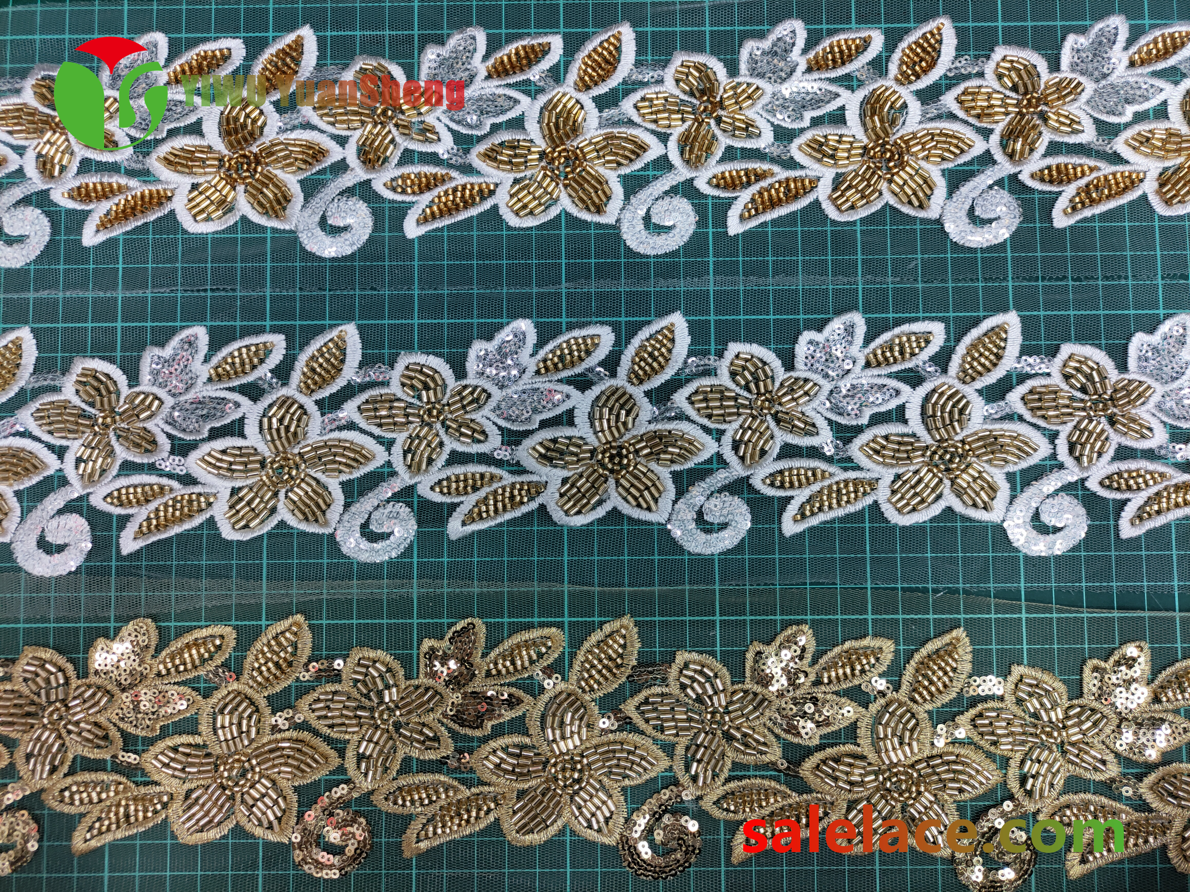 Glass bead mesh lace YS4035#
