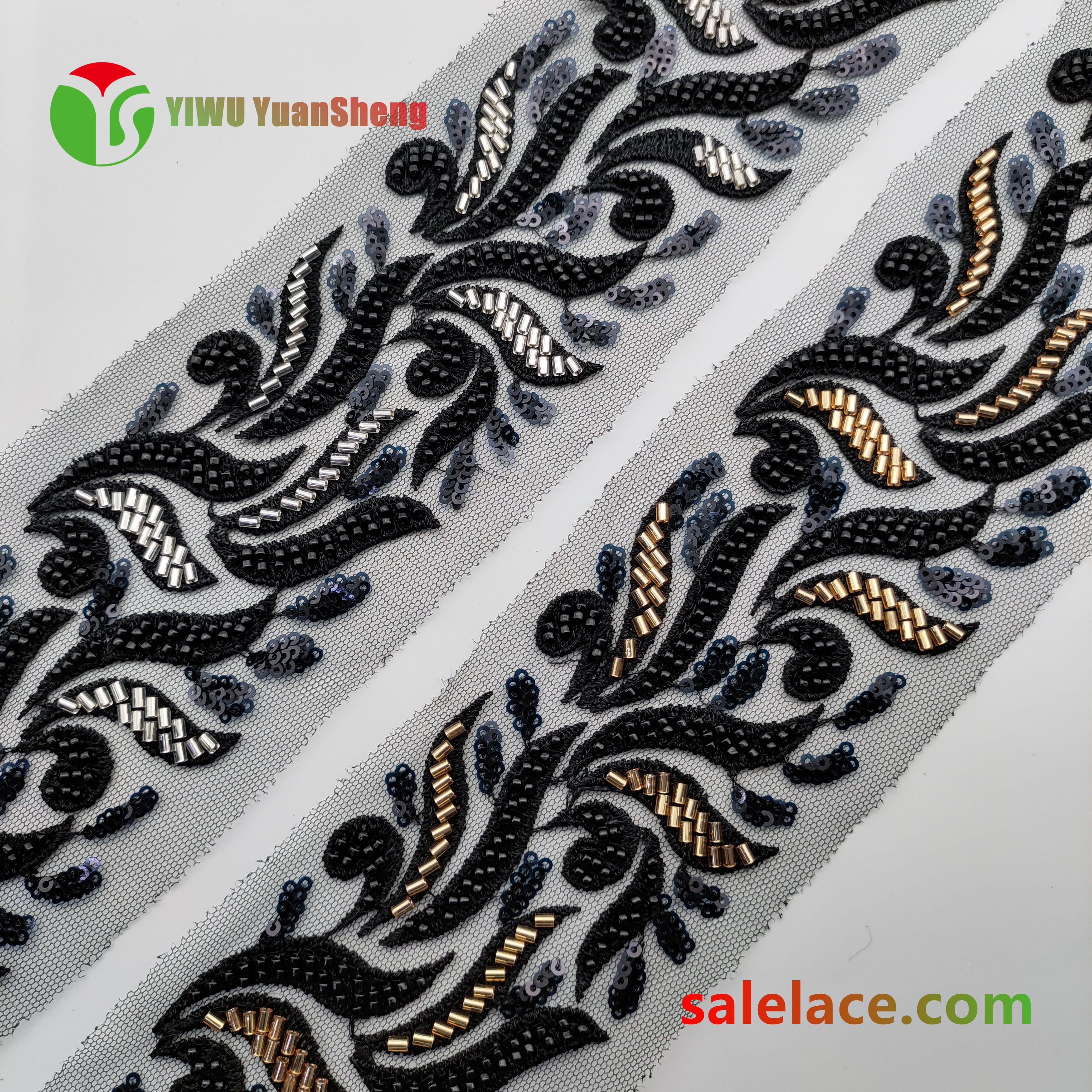 Glass bead mesh lace YS4178#
