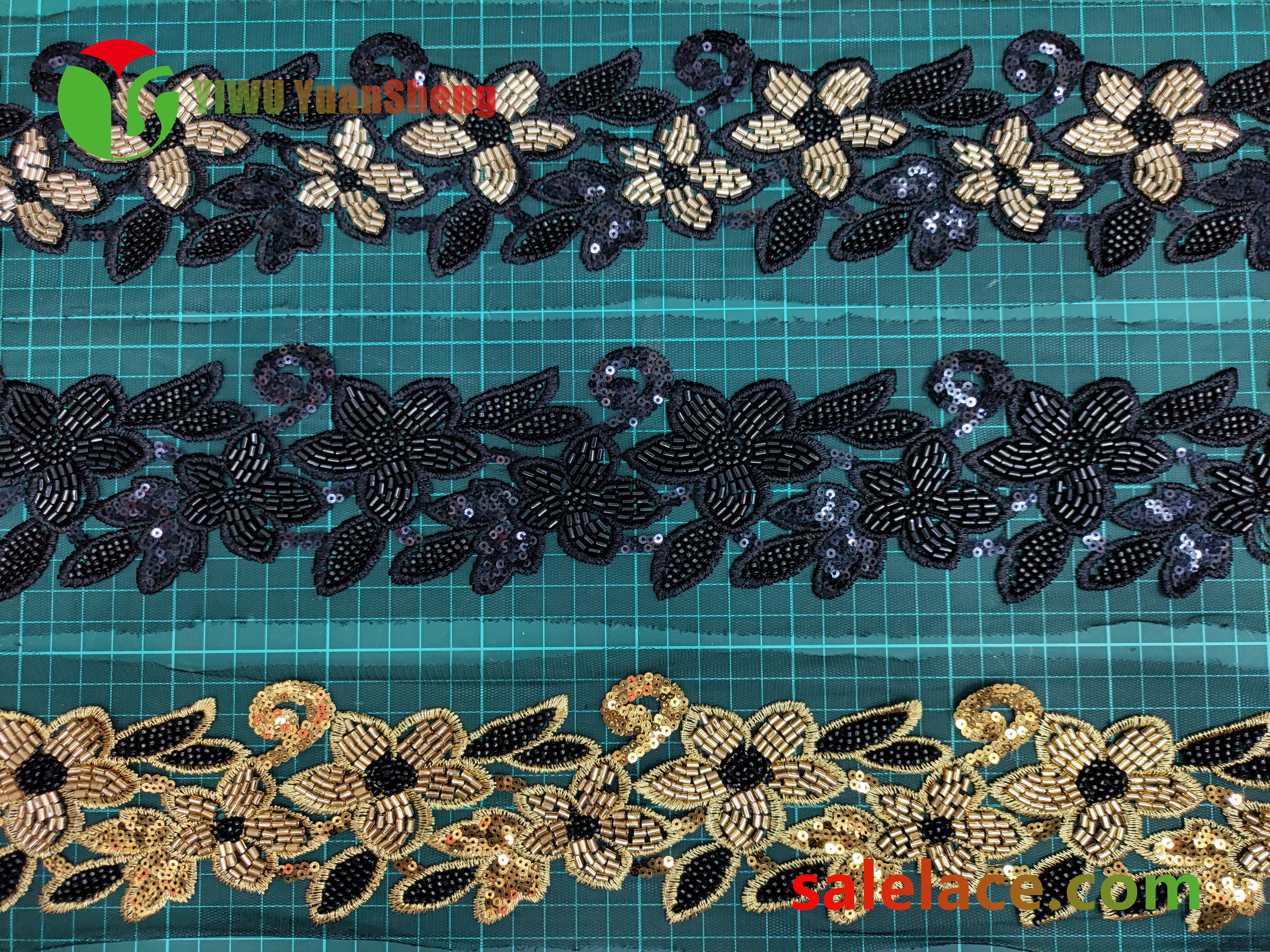 Glass bead mesh lace YS4035#