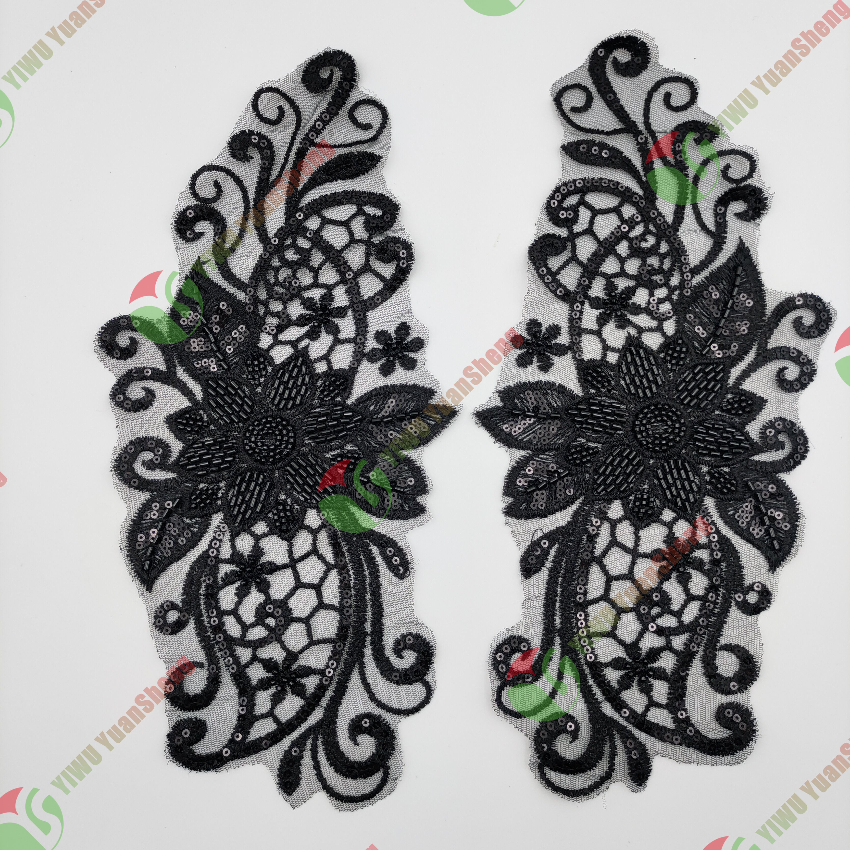 Glass bead mesh lace(pair) YS6003#