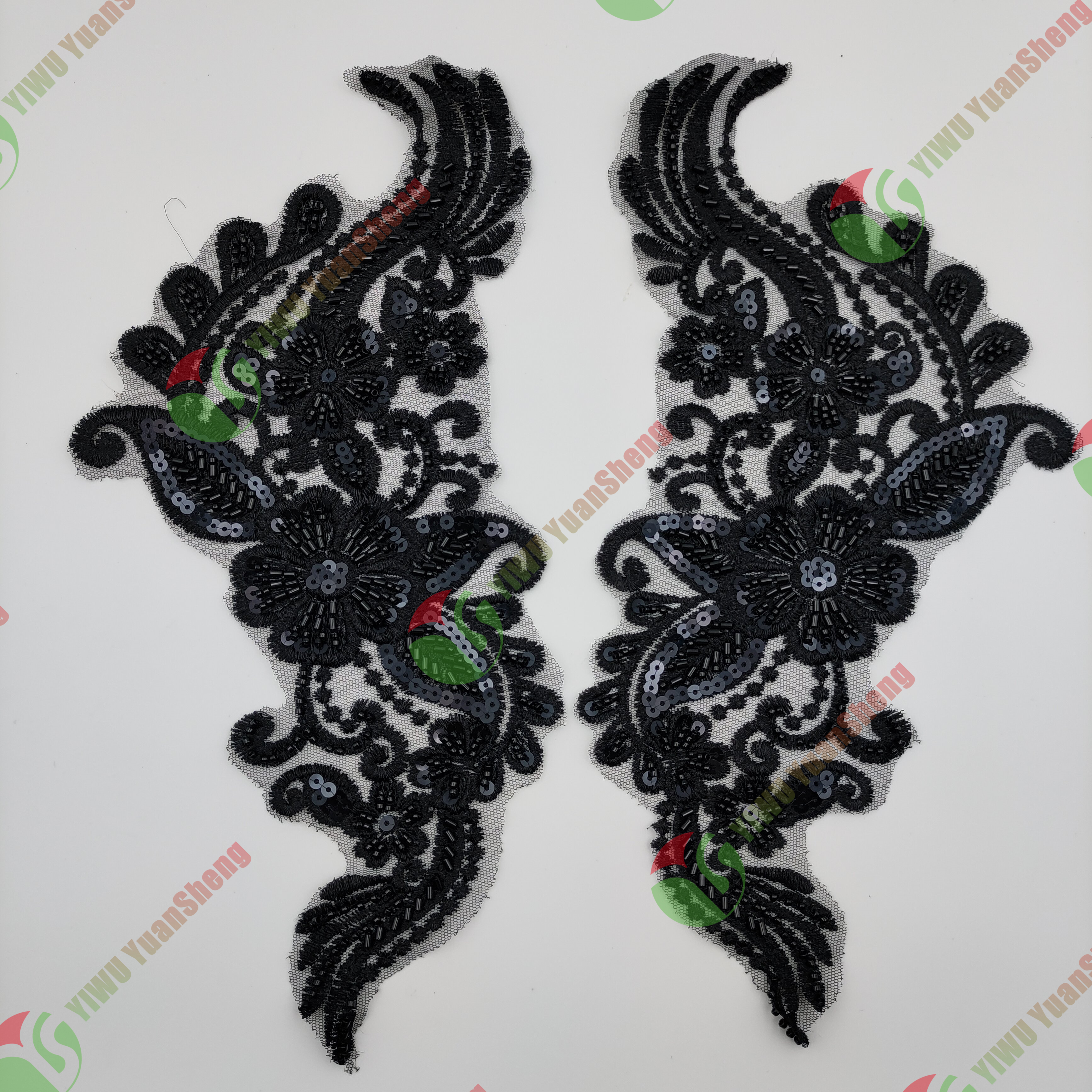 Glass bead mesh lace(pair) YS6007#