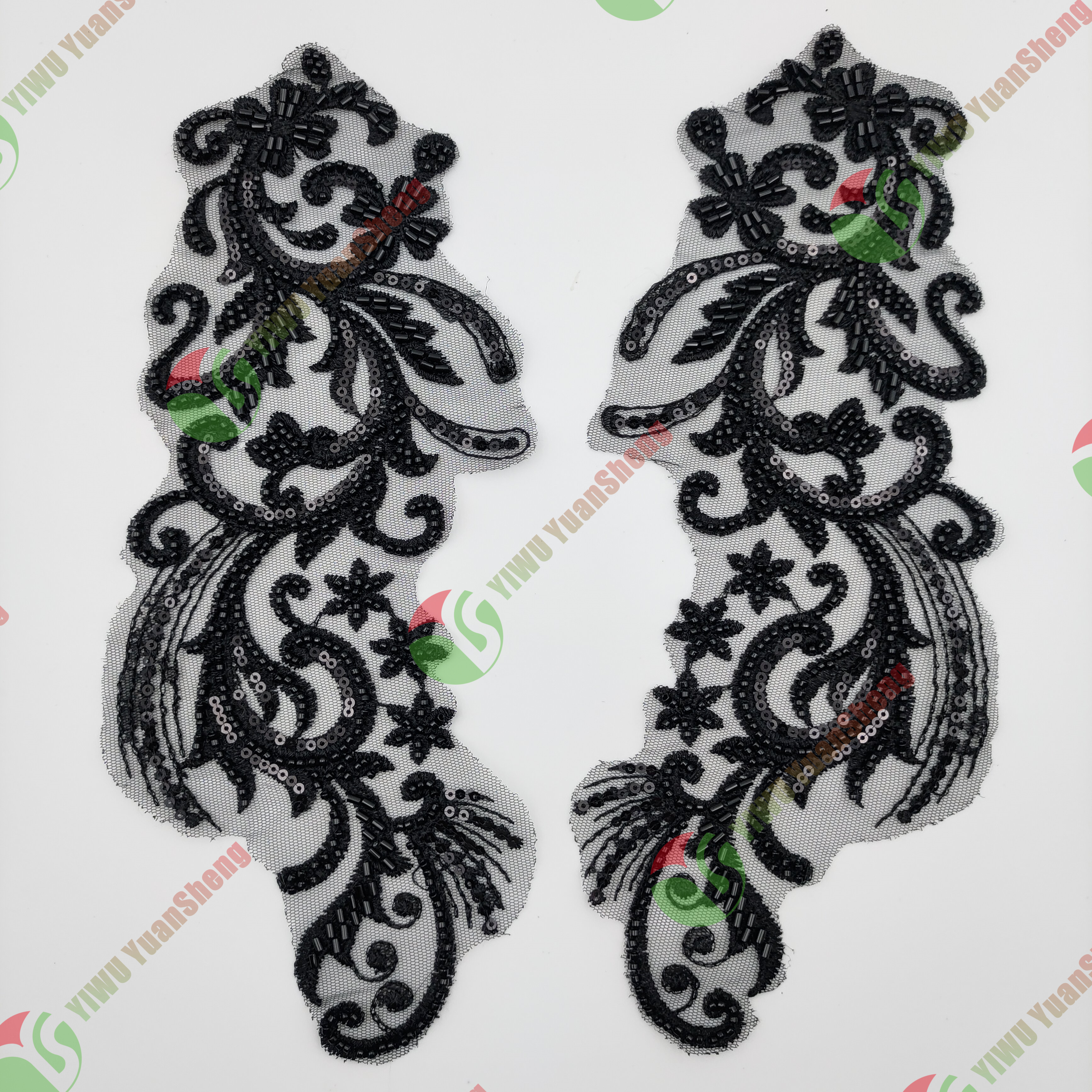 Glass bead mesh lace(pair) YS6009#