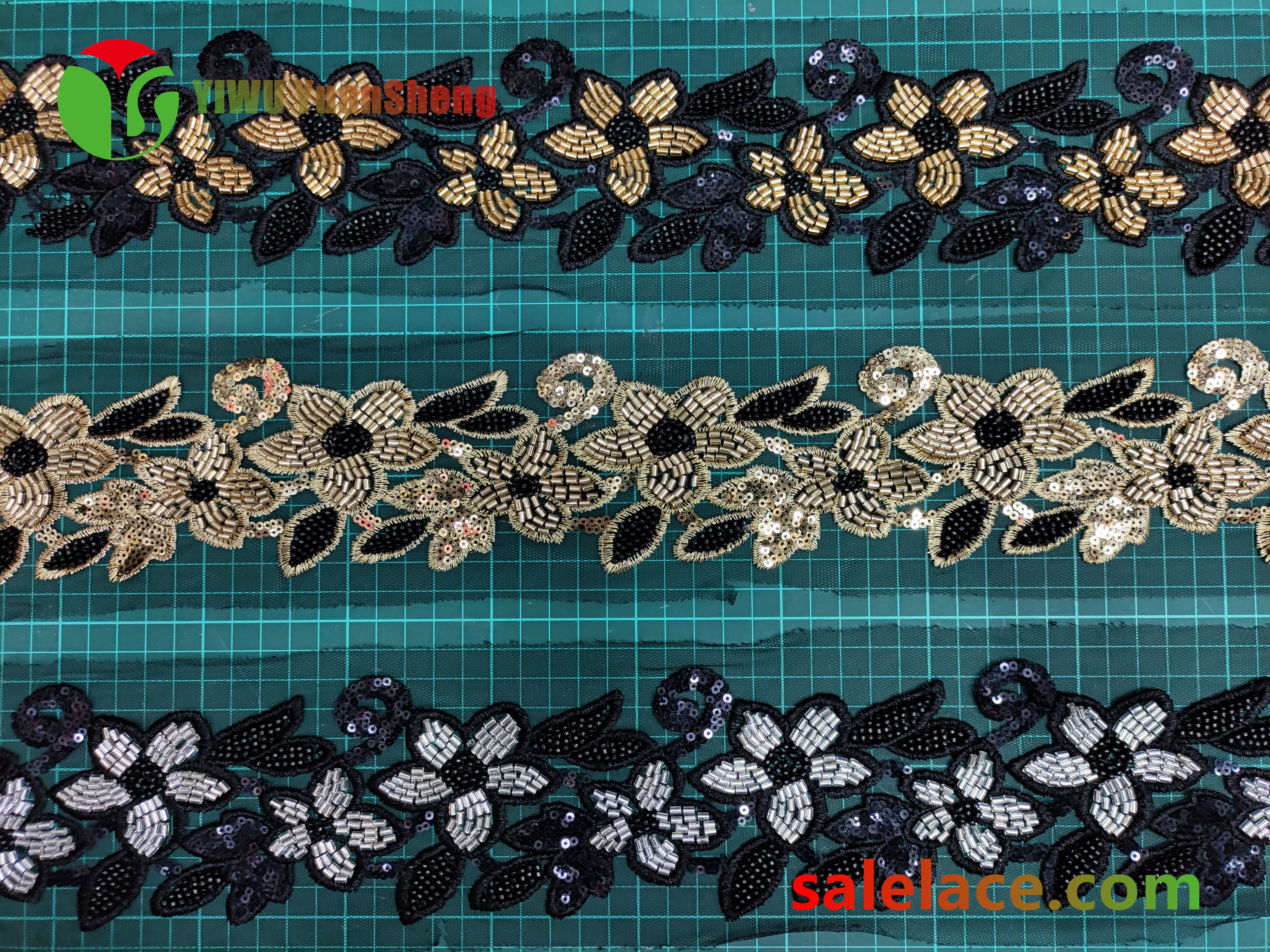 Glass bead mesh lace YS4035#