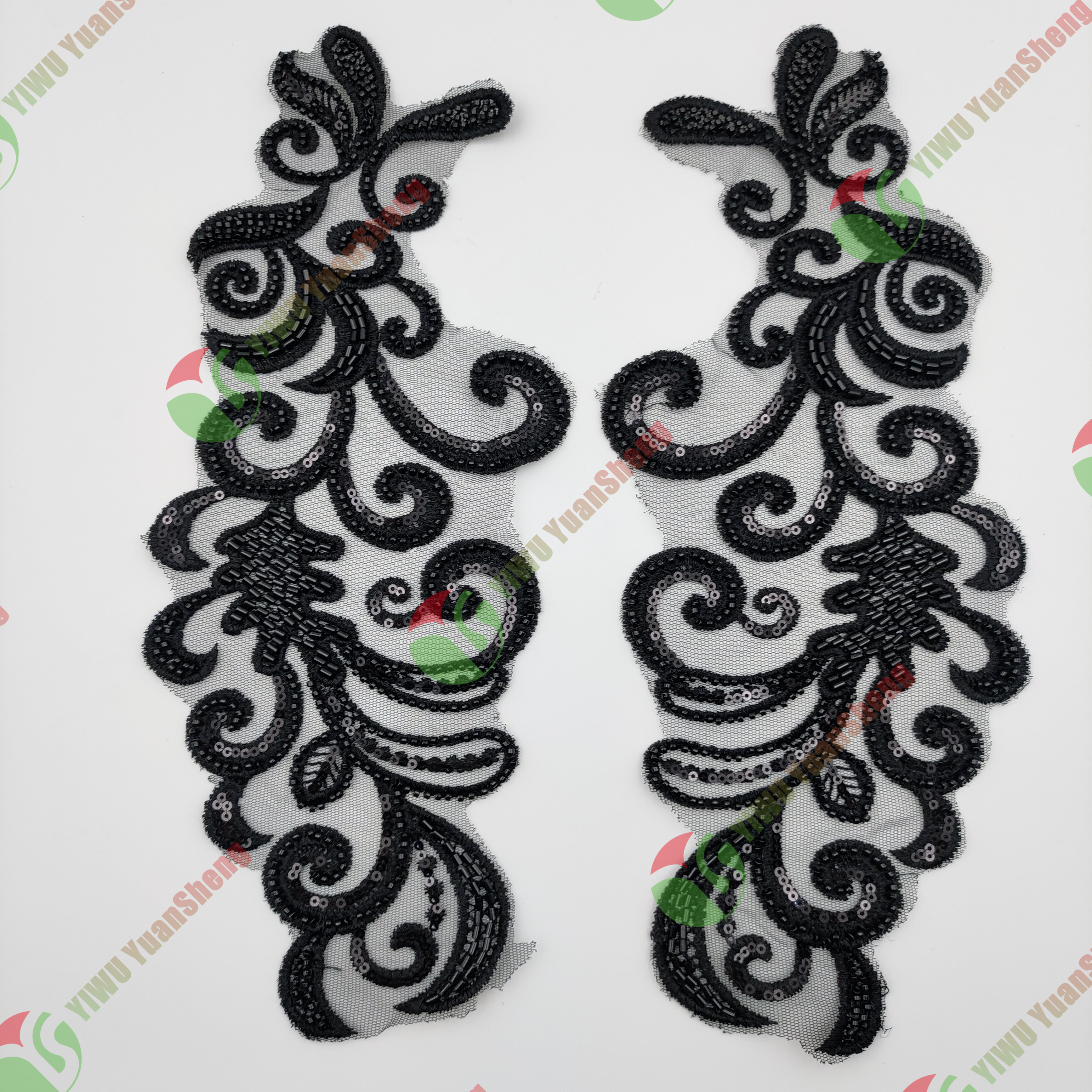 Glass bead mesh lace(pair) YS6013#