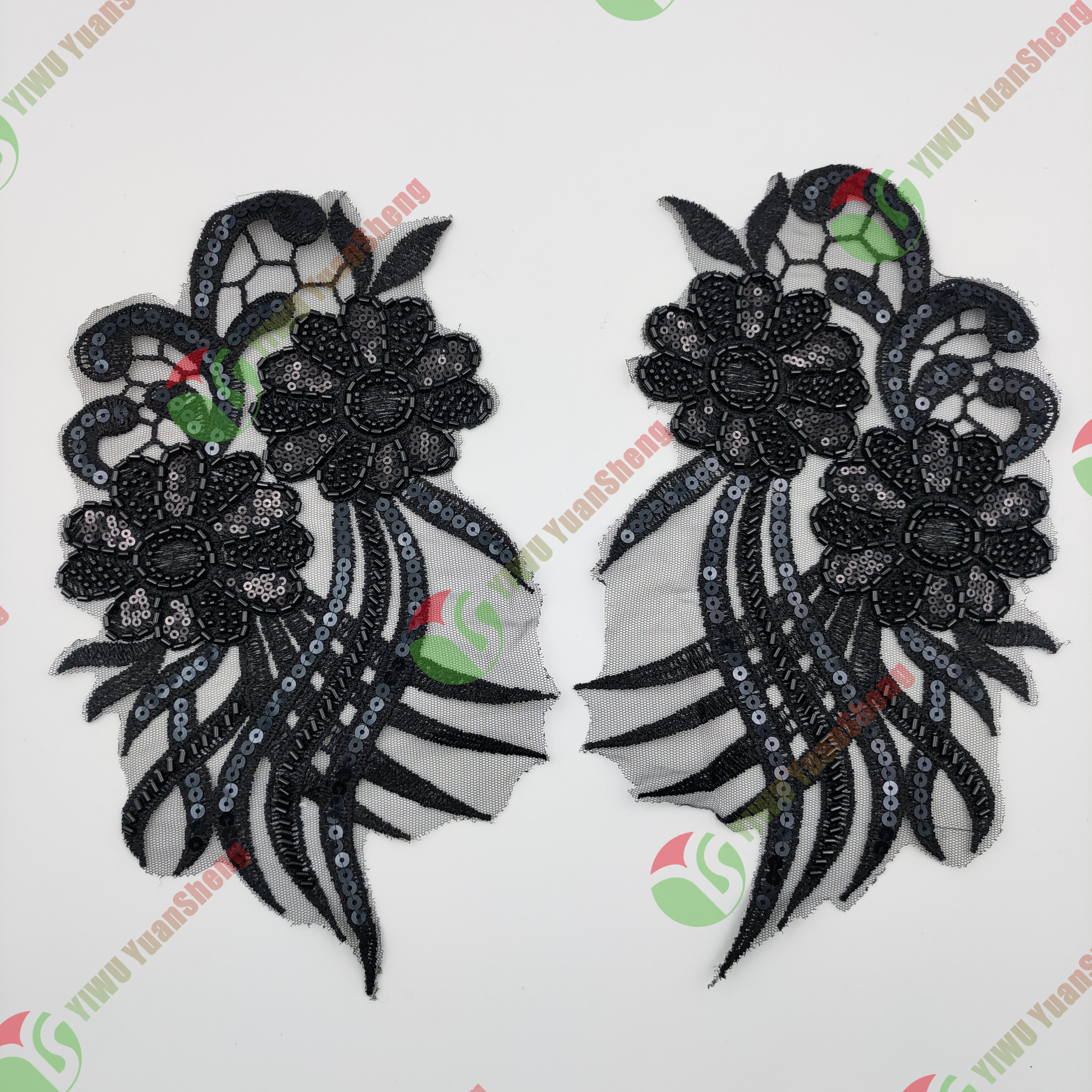 Glass bead mesh lace(pair) YS6017#