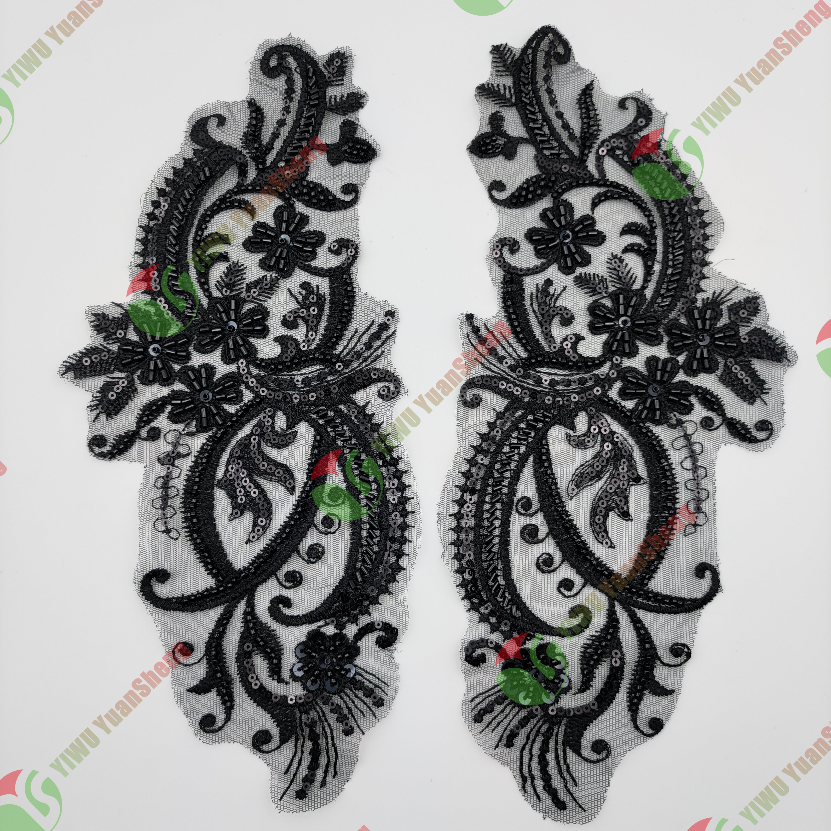 Glass bead mesh lace(pair) YS6019#