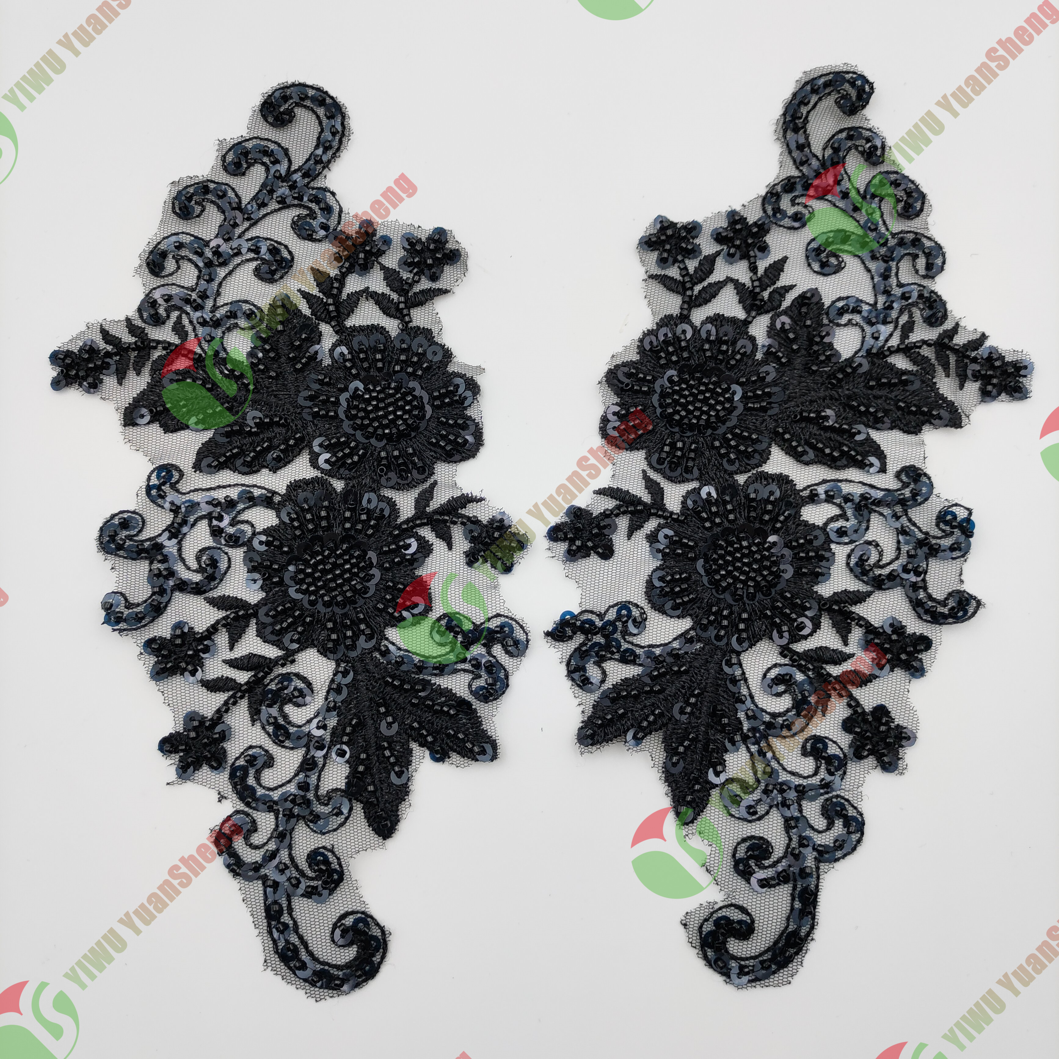 Glass bead mesh lace(pair) YS6027#