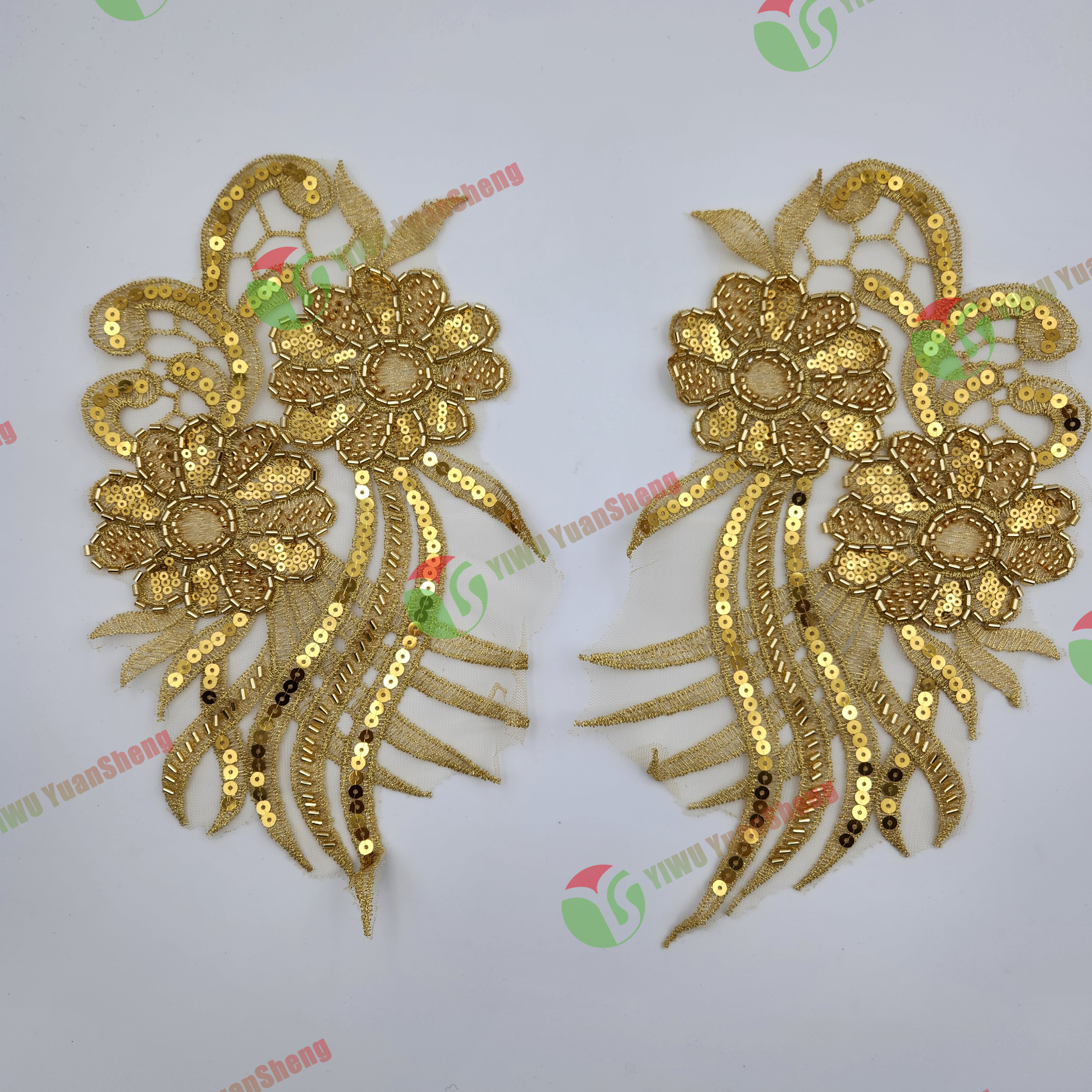 Glass bead mesh lace(pair) YS6033#