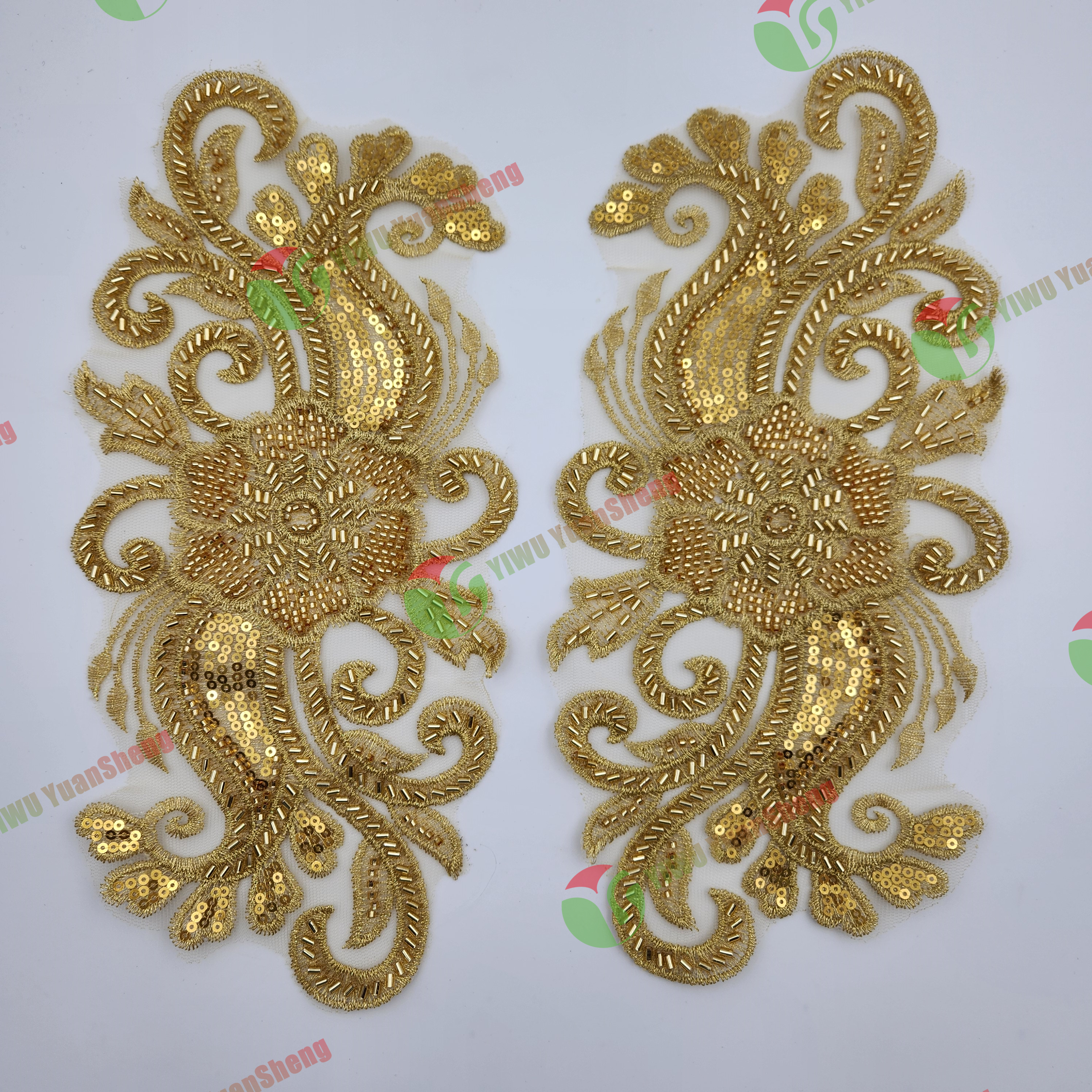 Glass bead mesh lace(pair) YS6036#