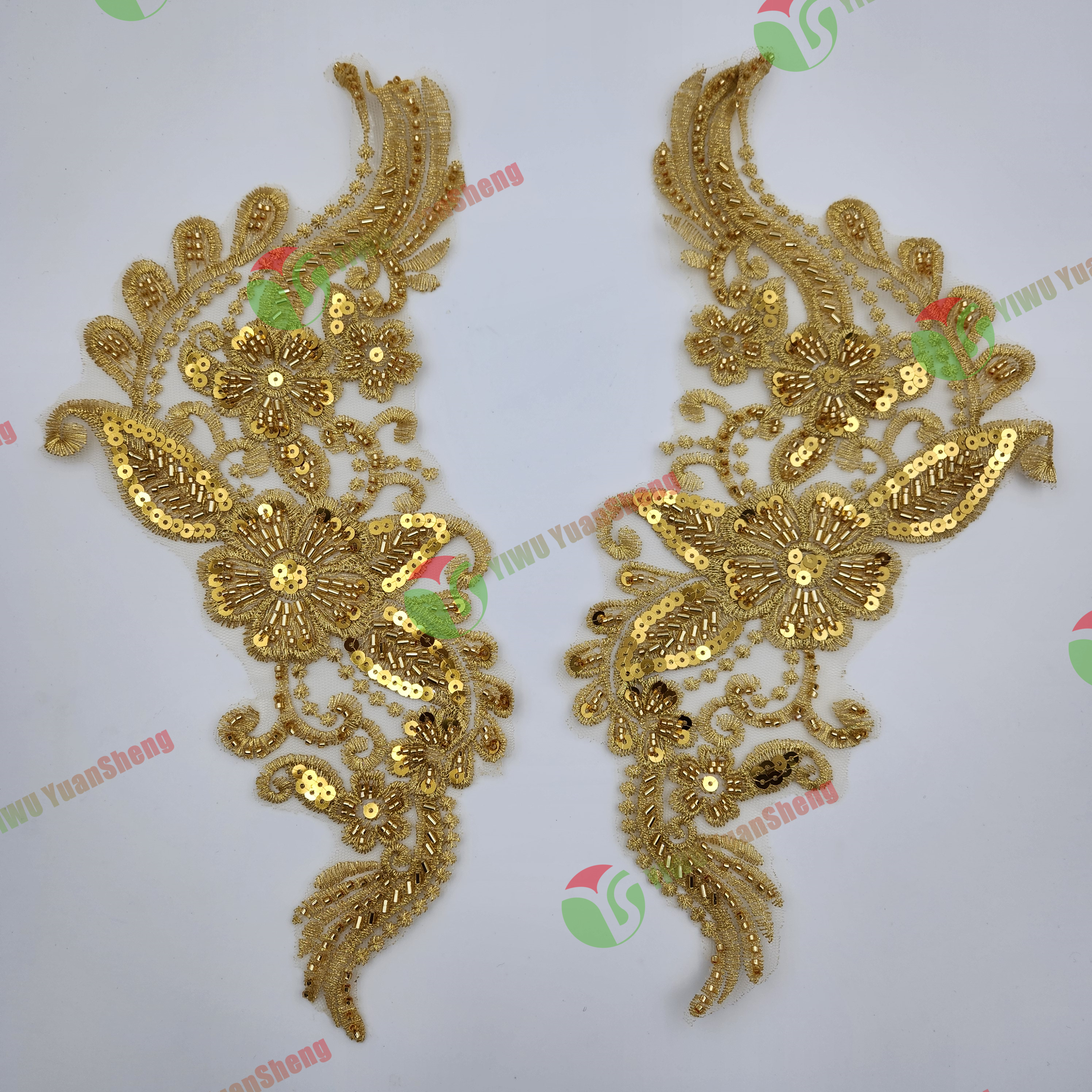 Glass bead mesh lace(pair) YS6039#