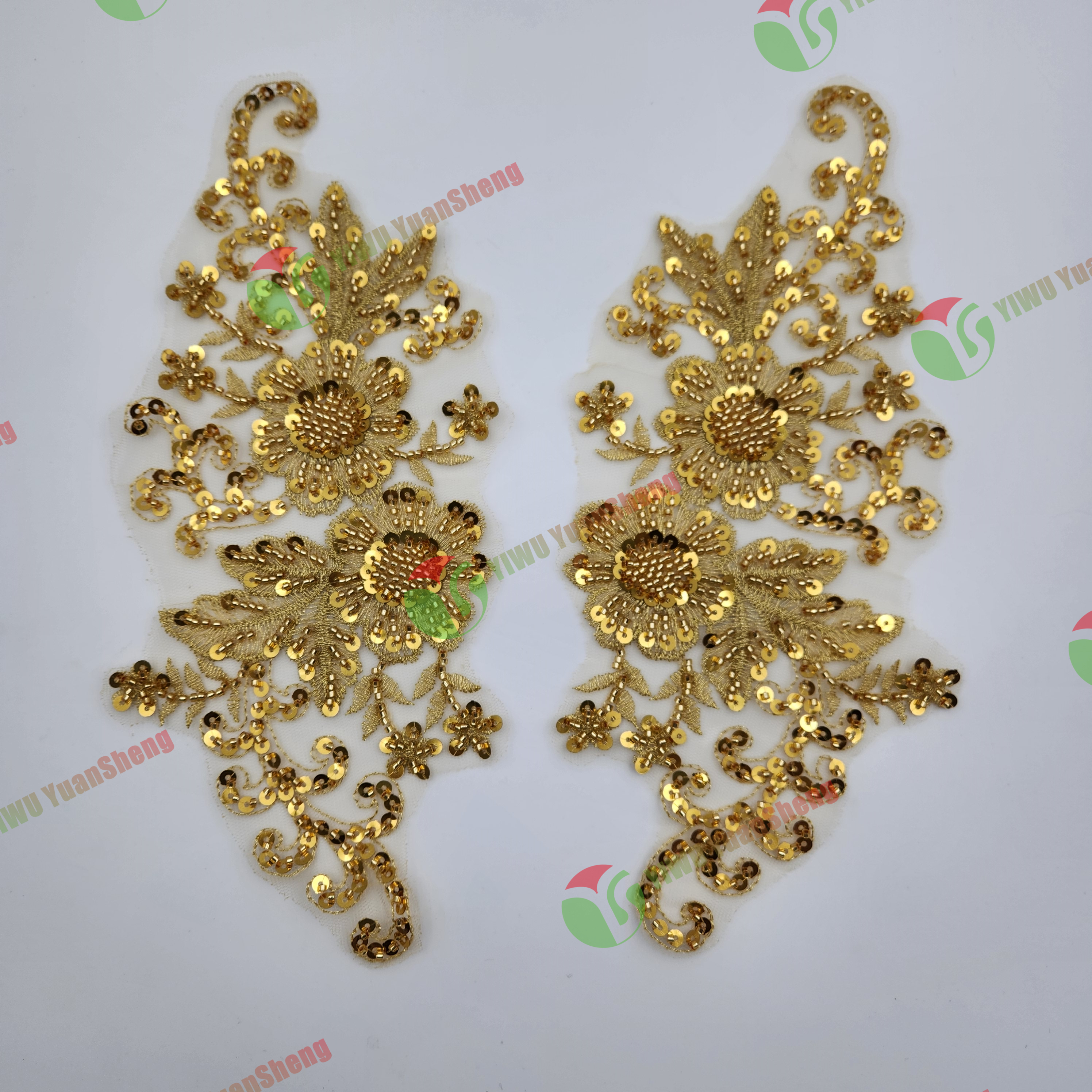 Glass bead mesh lace(pair) YS6043#