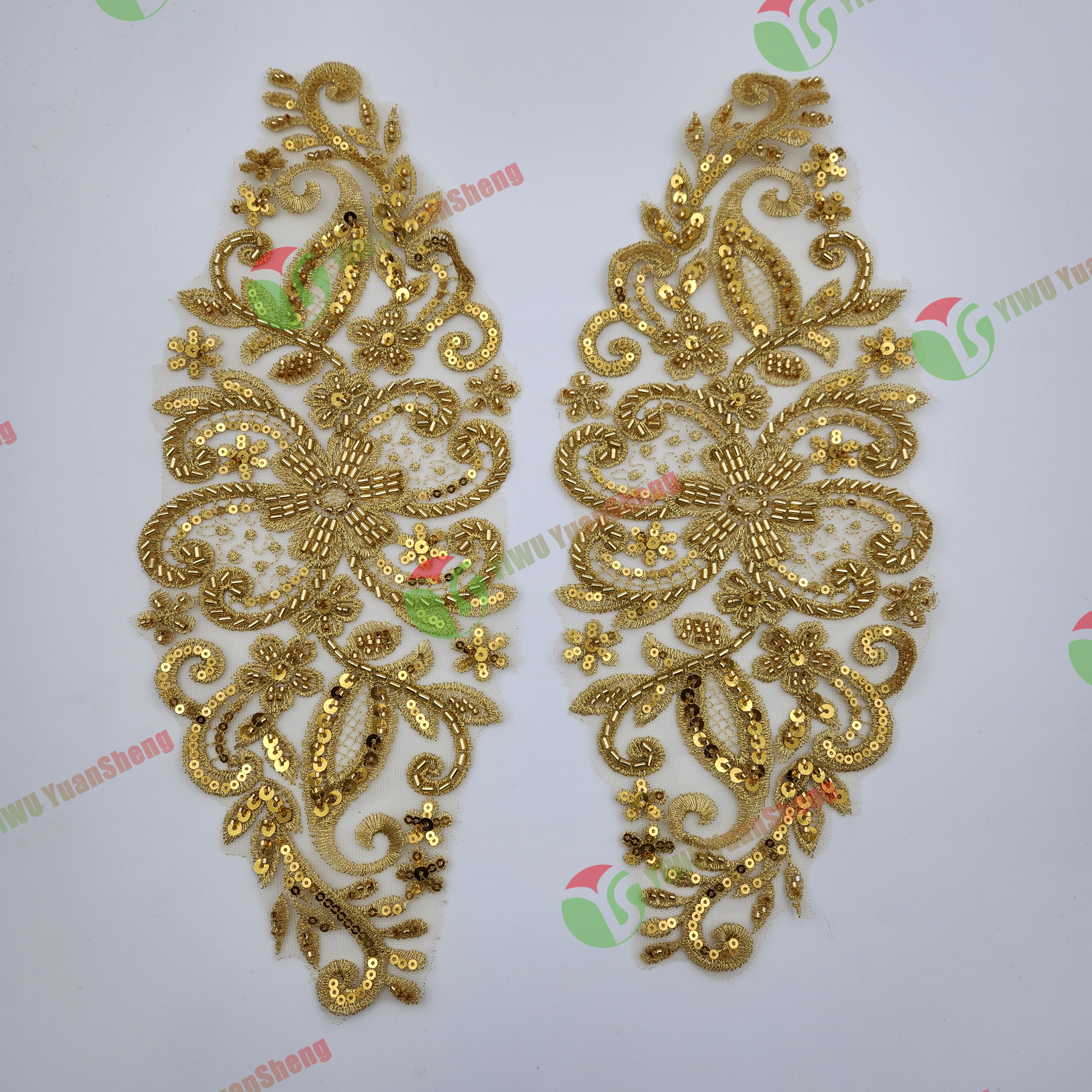 Glass bead mesh lace(pair) YS6046#