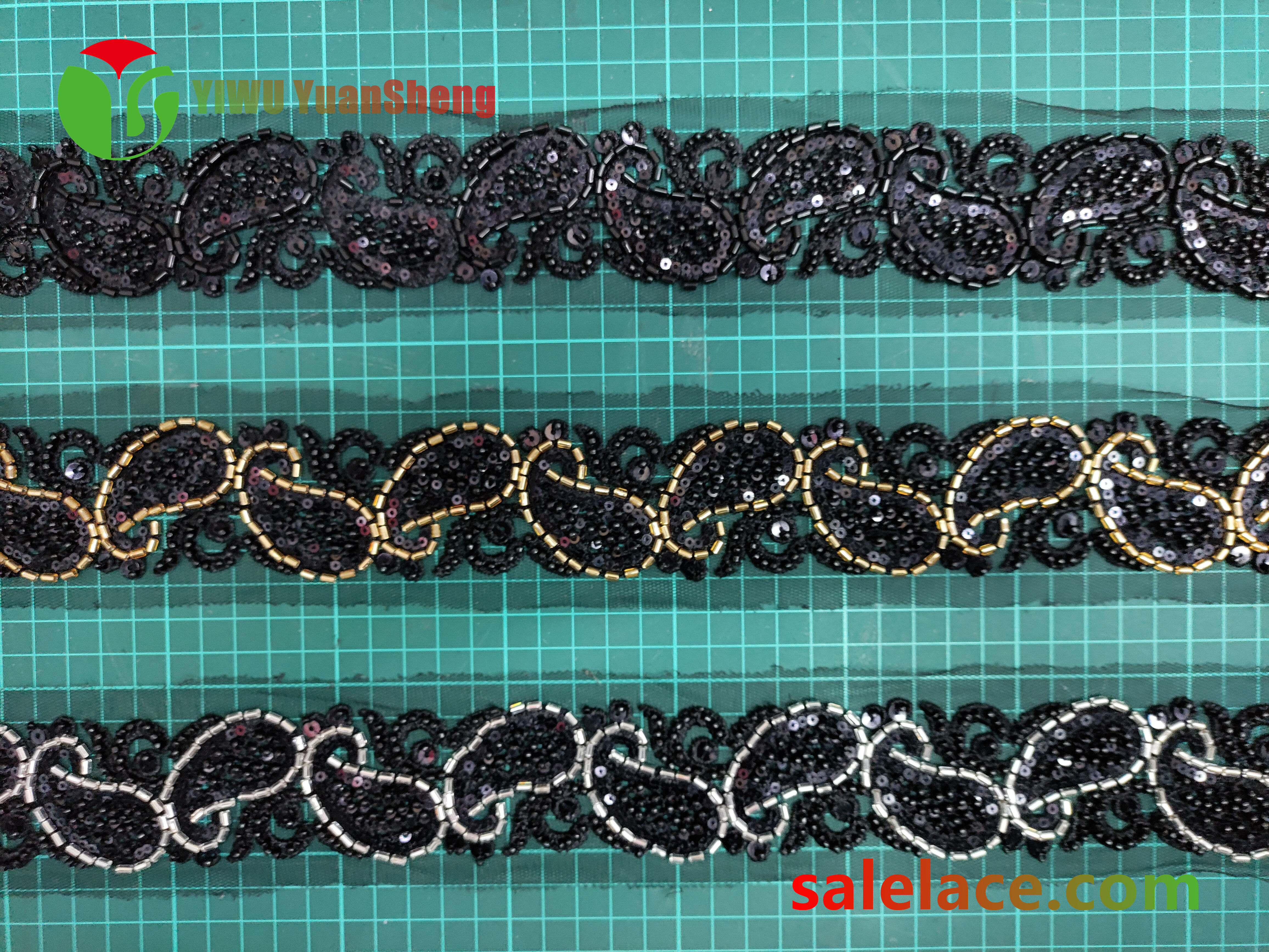 Glass bead mesh lace YS4060#