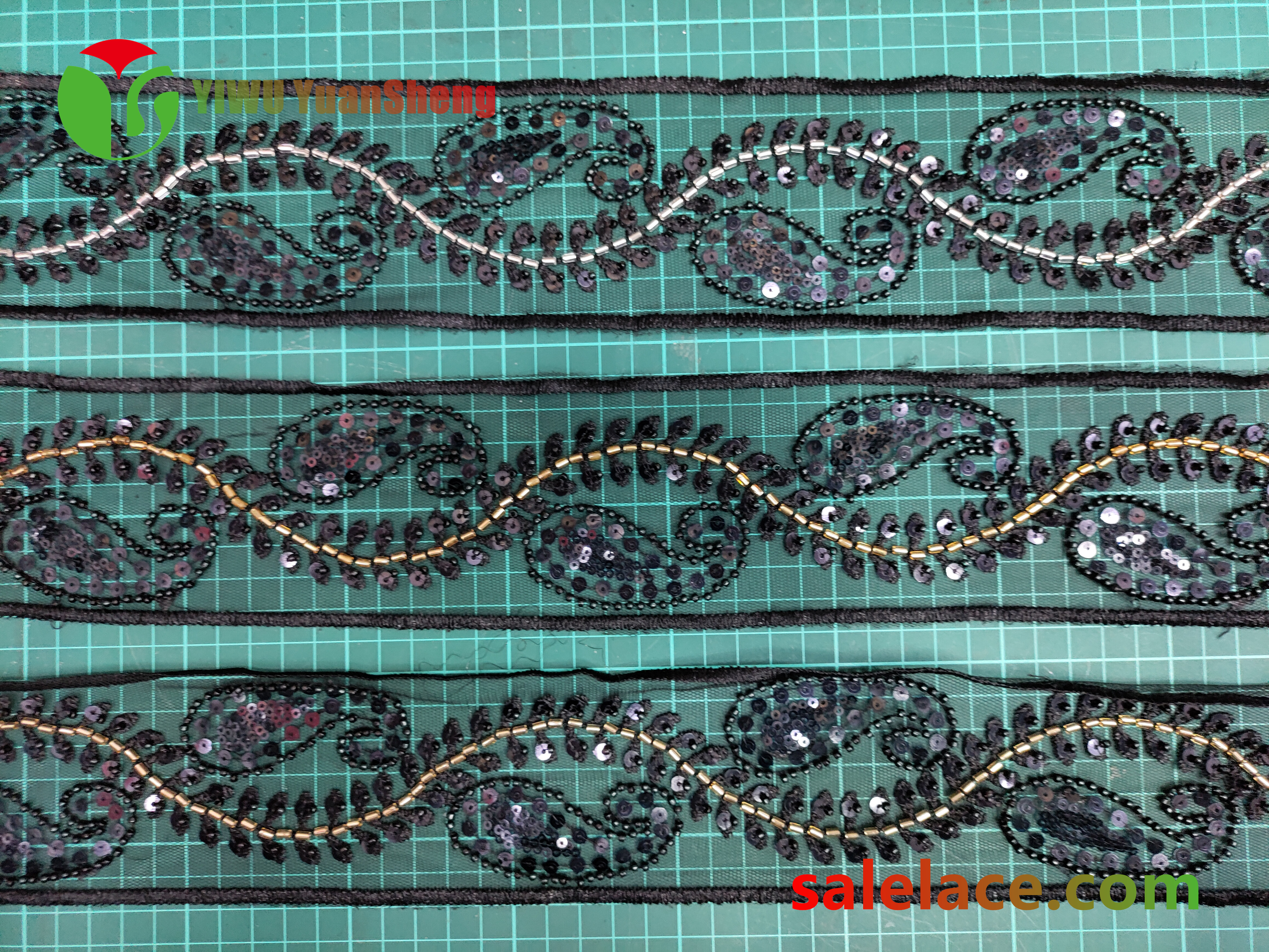 Glass bead mesh lace YS4070#