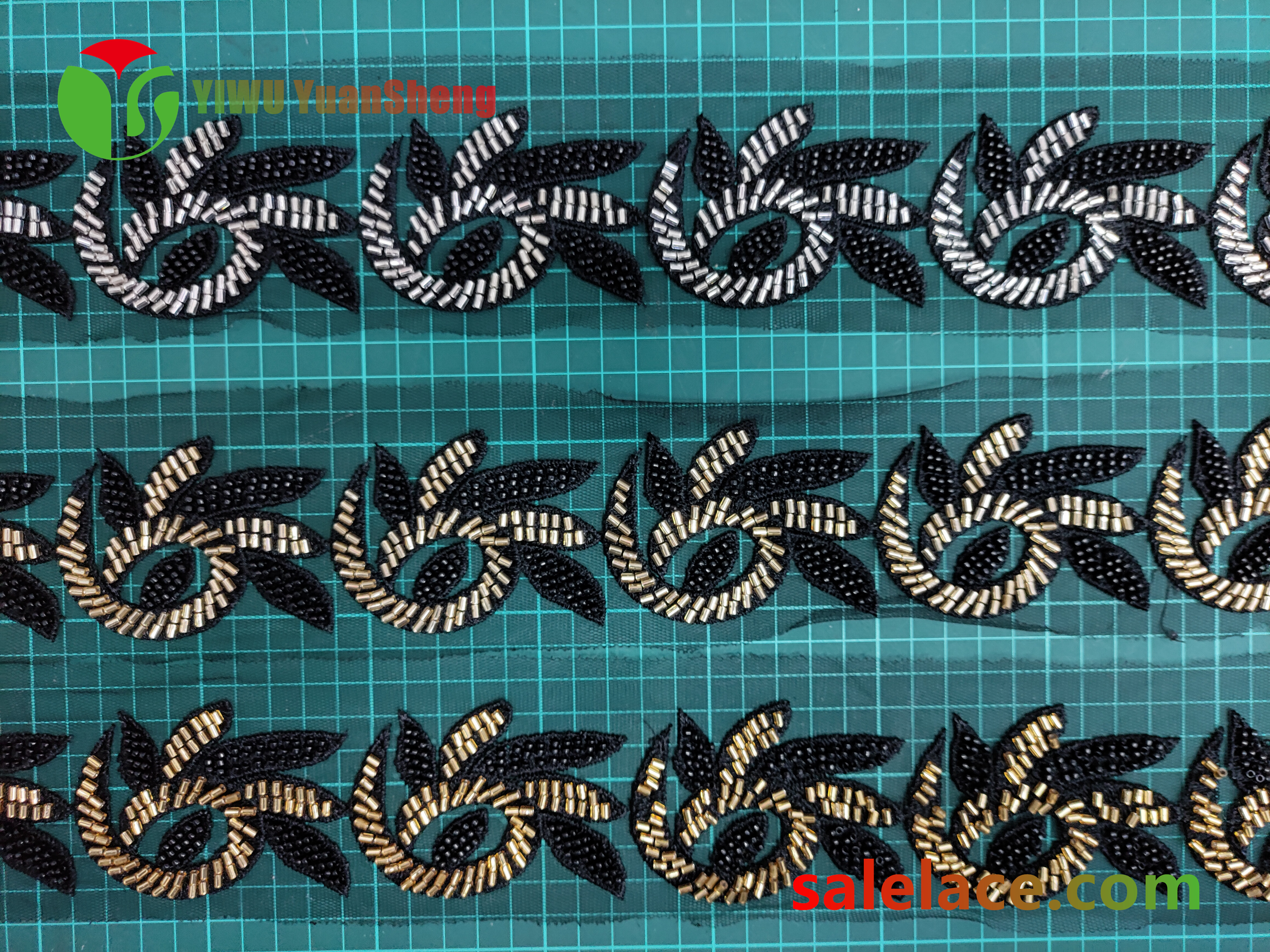 Glass bead mesh lace YS4090#