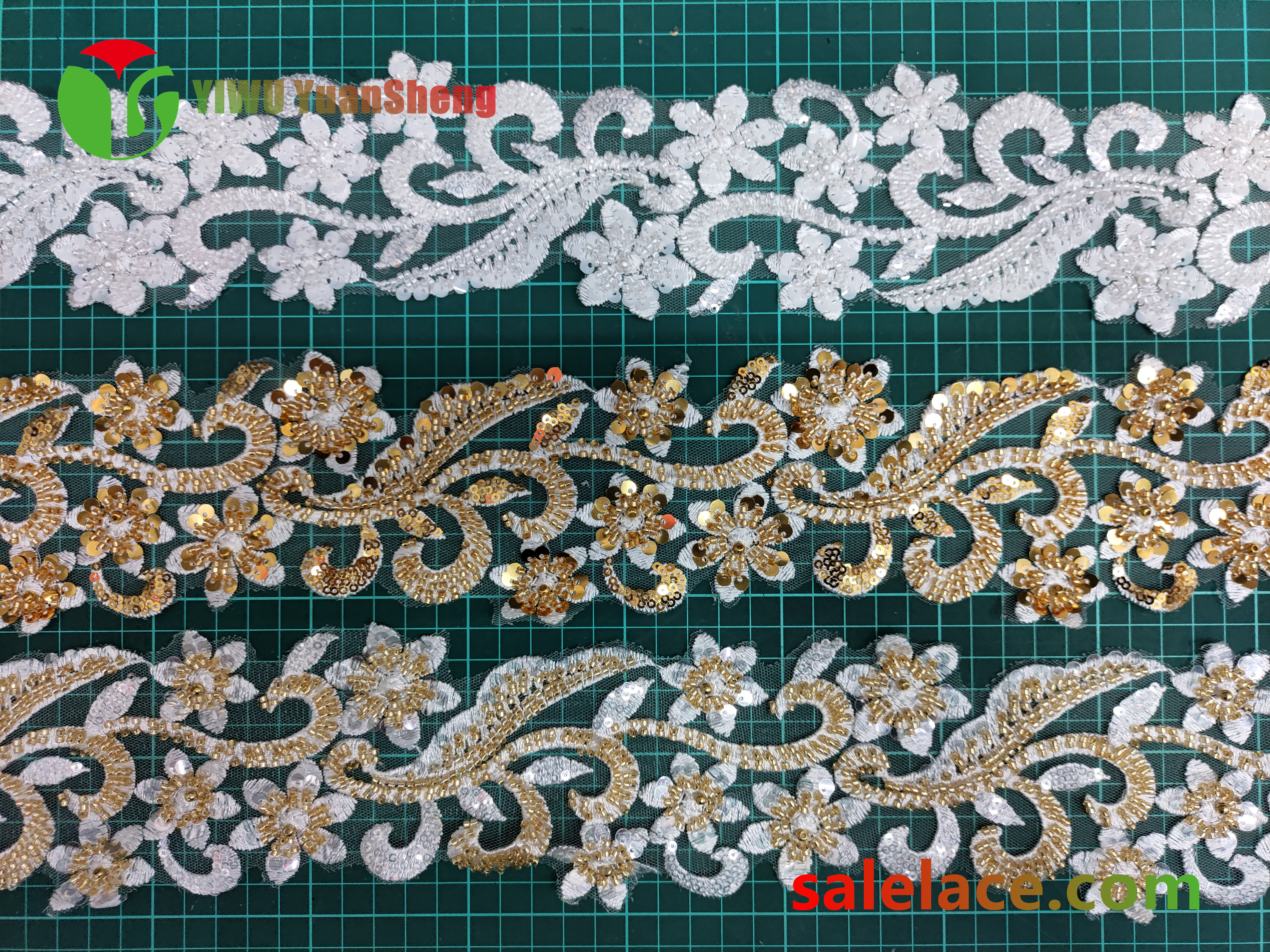 Glass bead mesh lace YS4110#