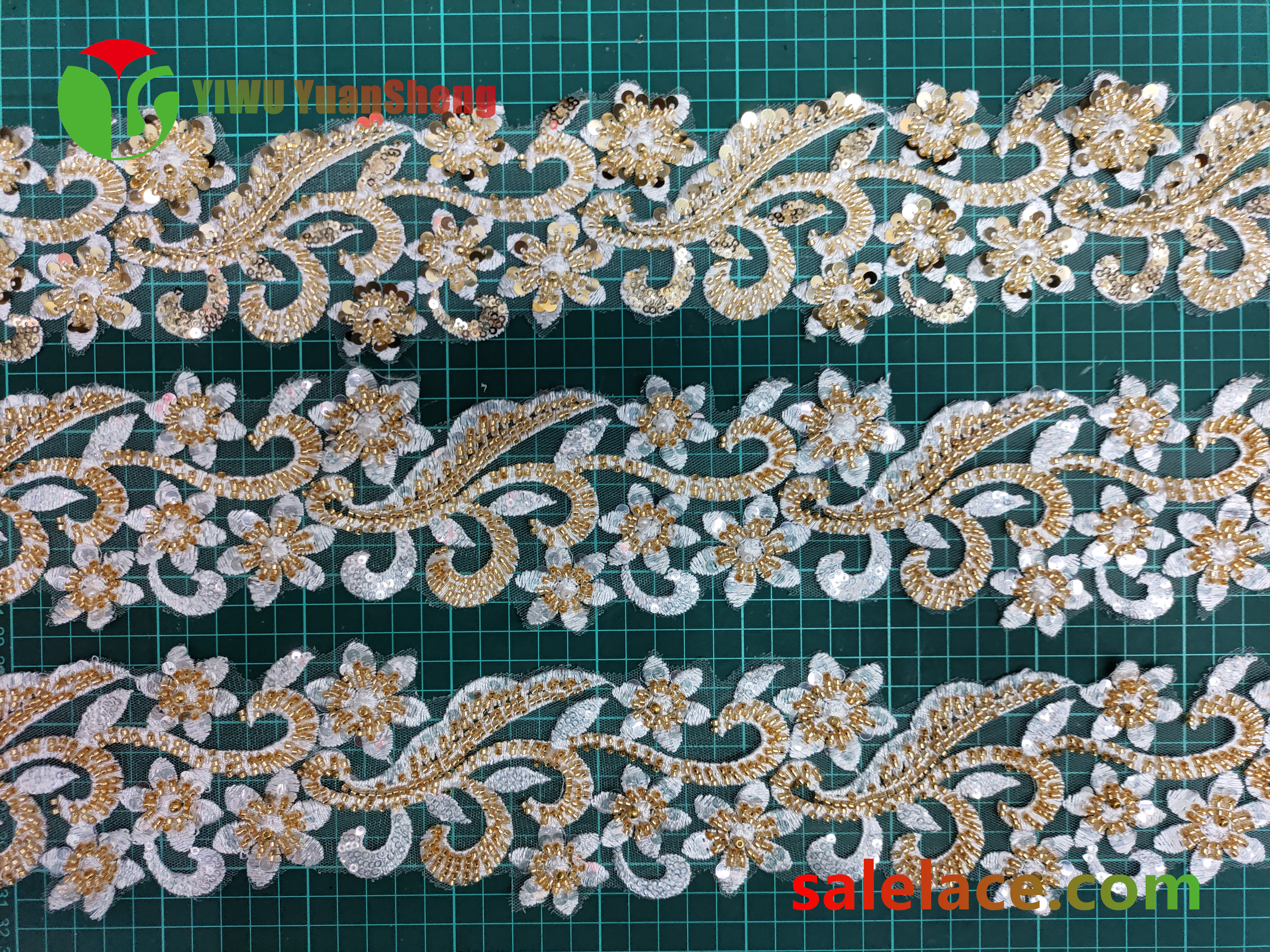 Glass bead mesh lace YS4110#