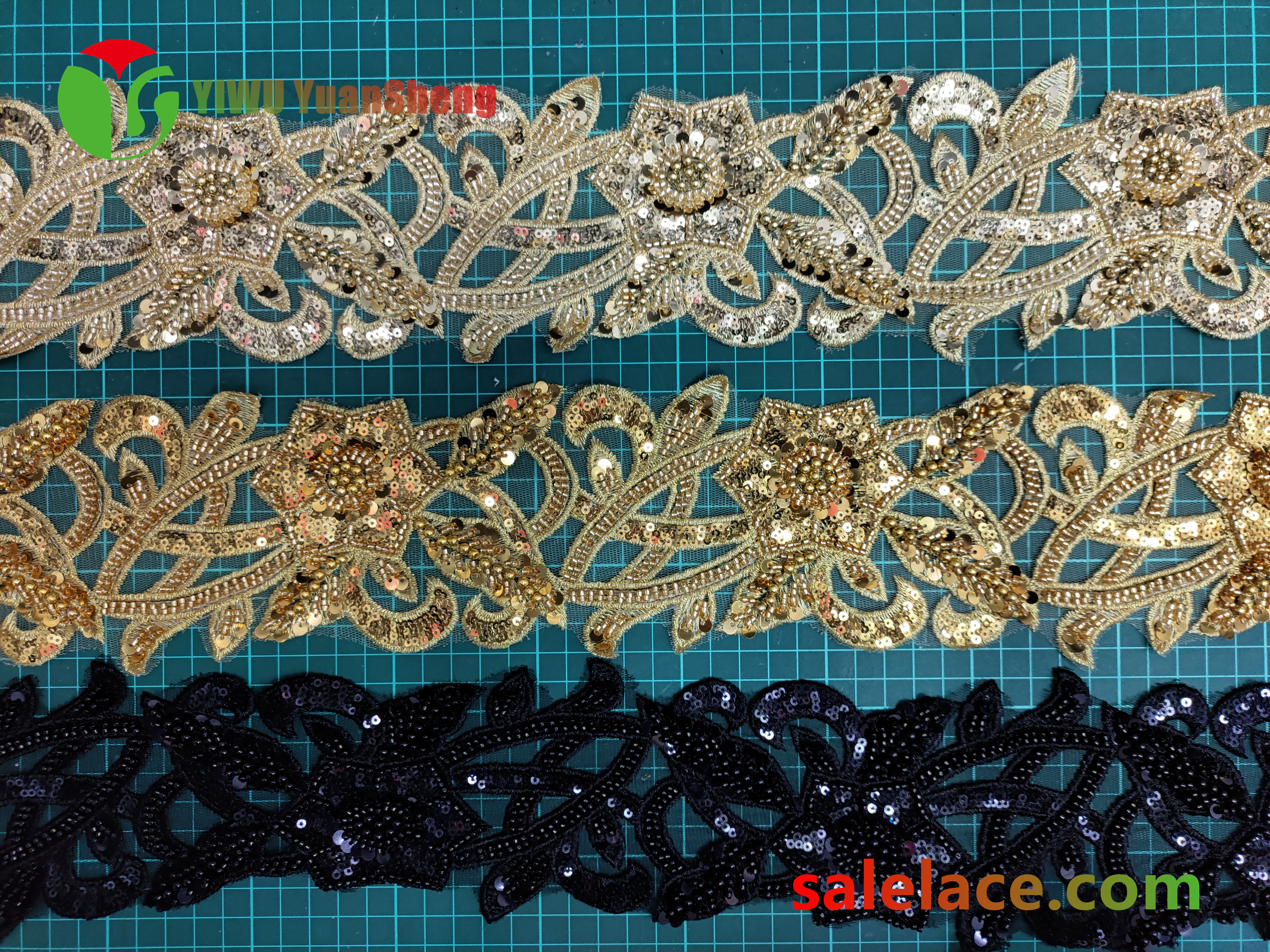 Glass bead mesh lace YS4150#