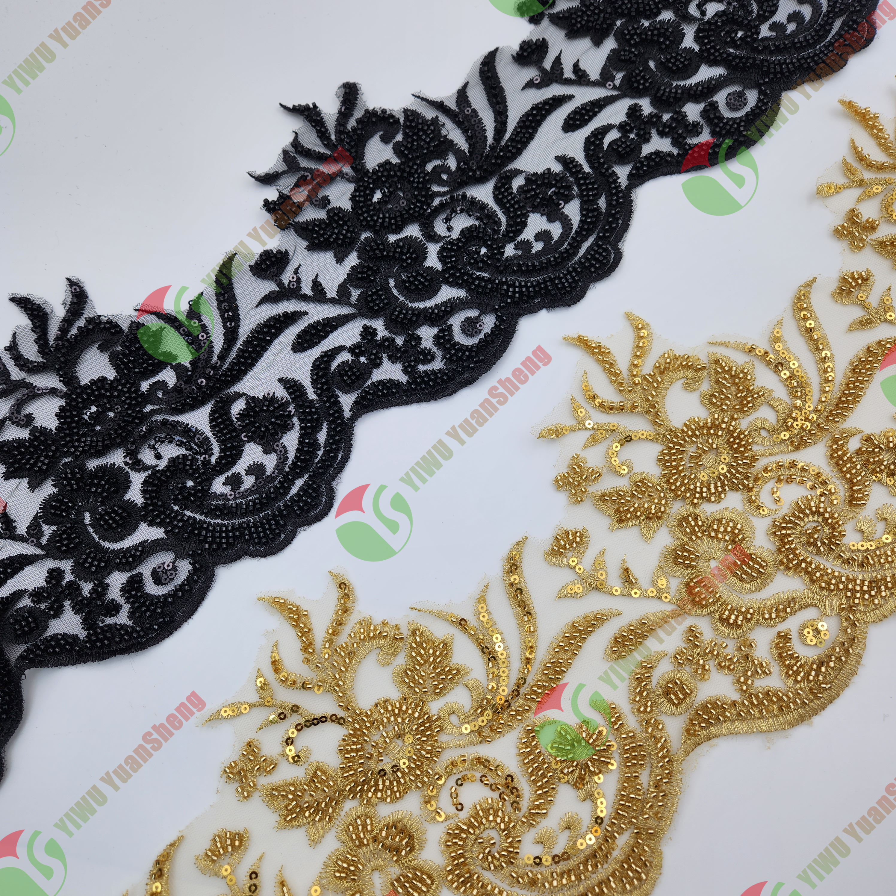 Glass bead mesh lace YS5034#