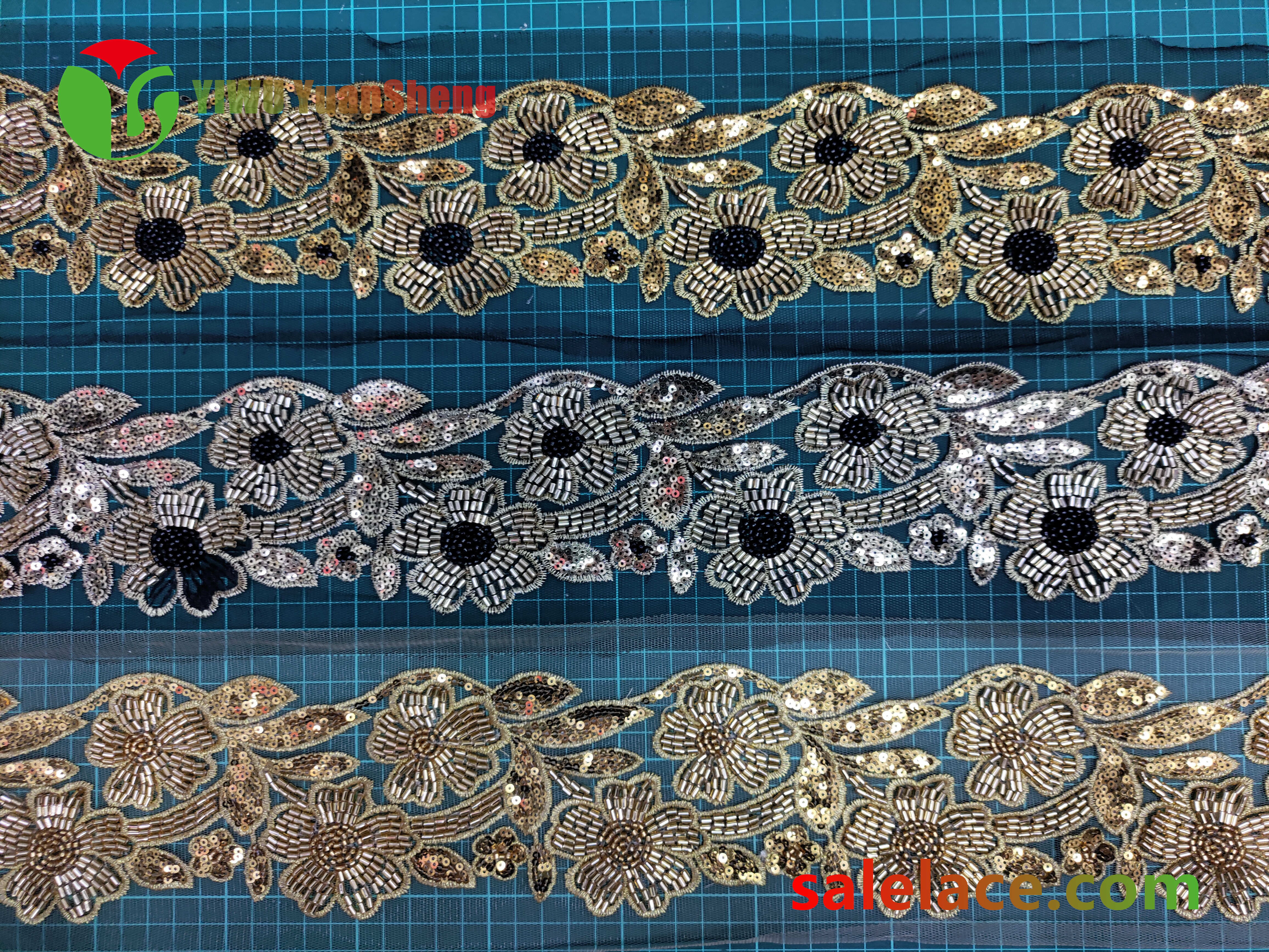 Glass bead mesh lace YS4126#