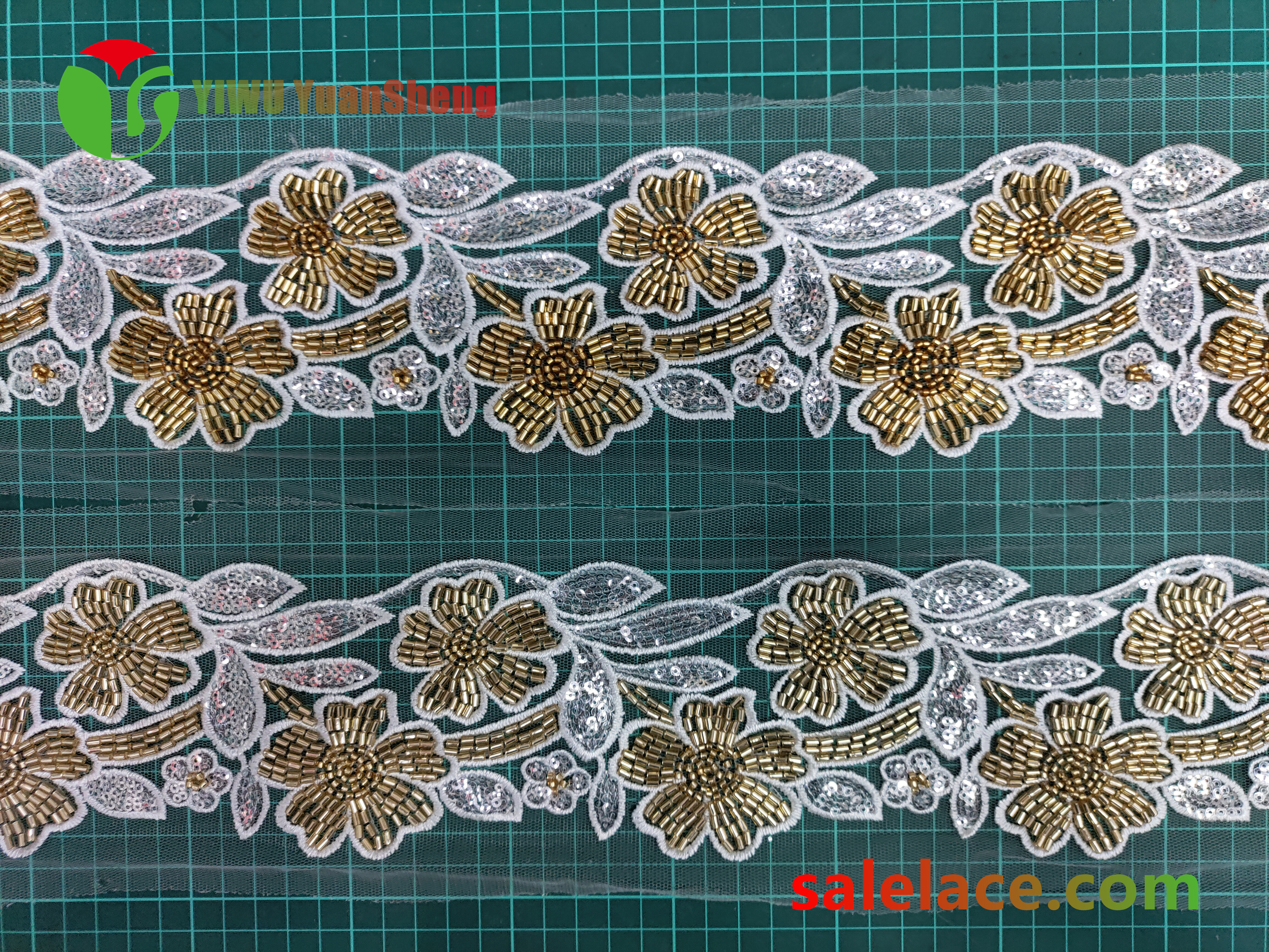 Glass bead mesh lace YS4126#