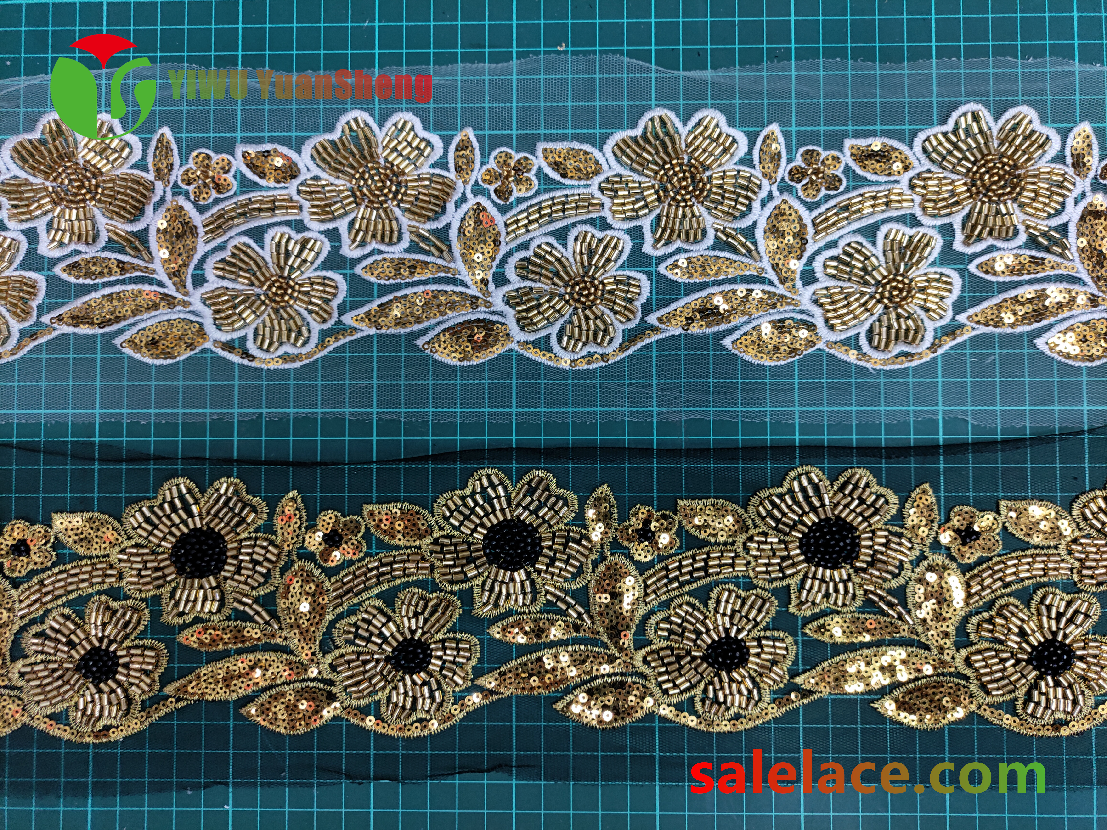 Glass bead mesh lace YS4126#