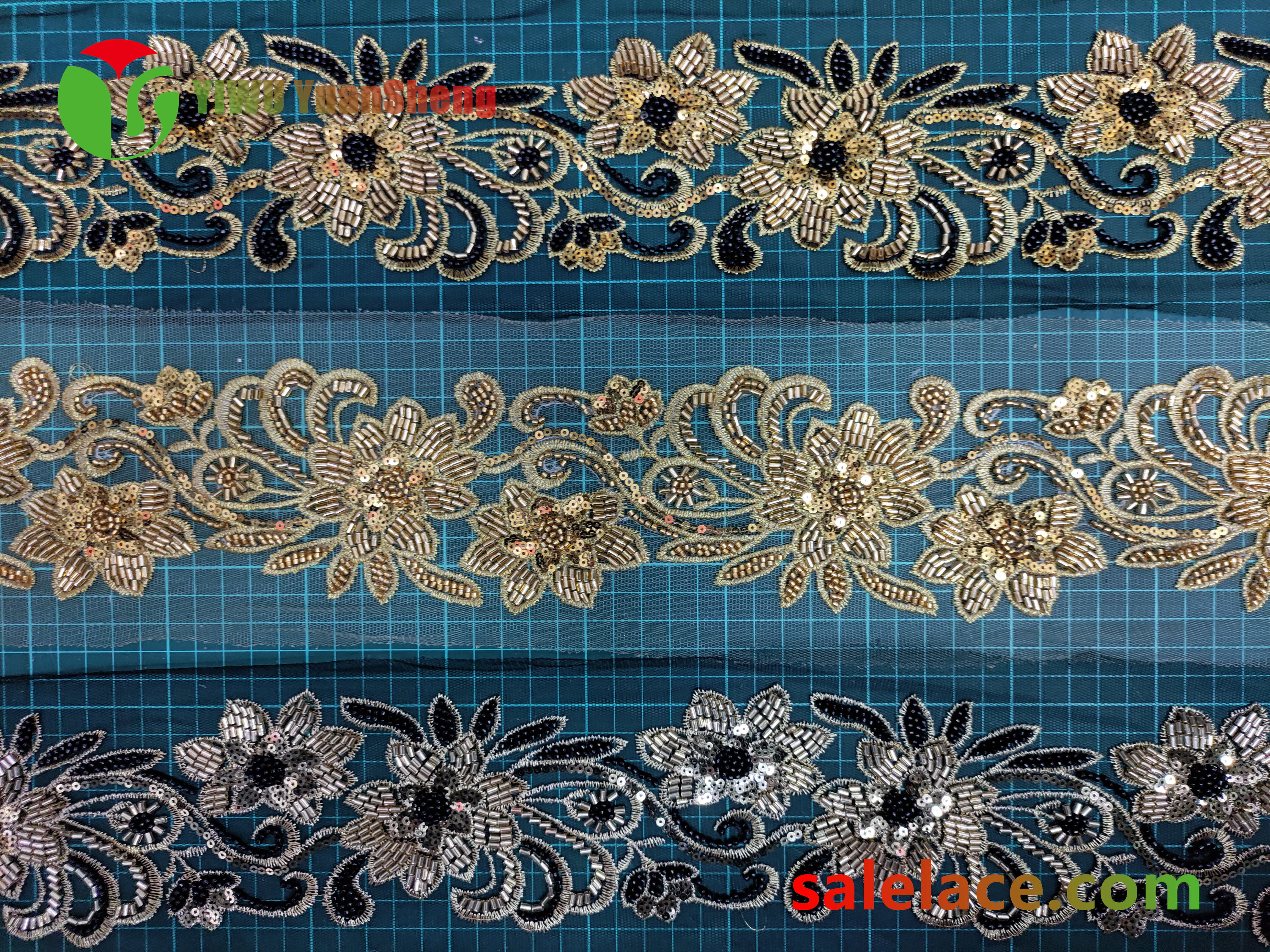 Glass bead mesh lace YS4158#